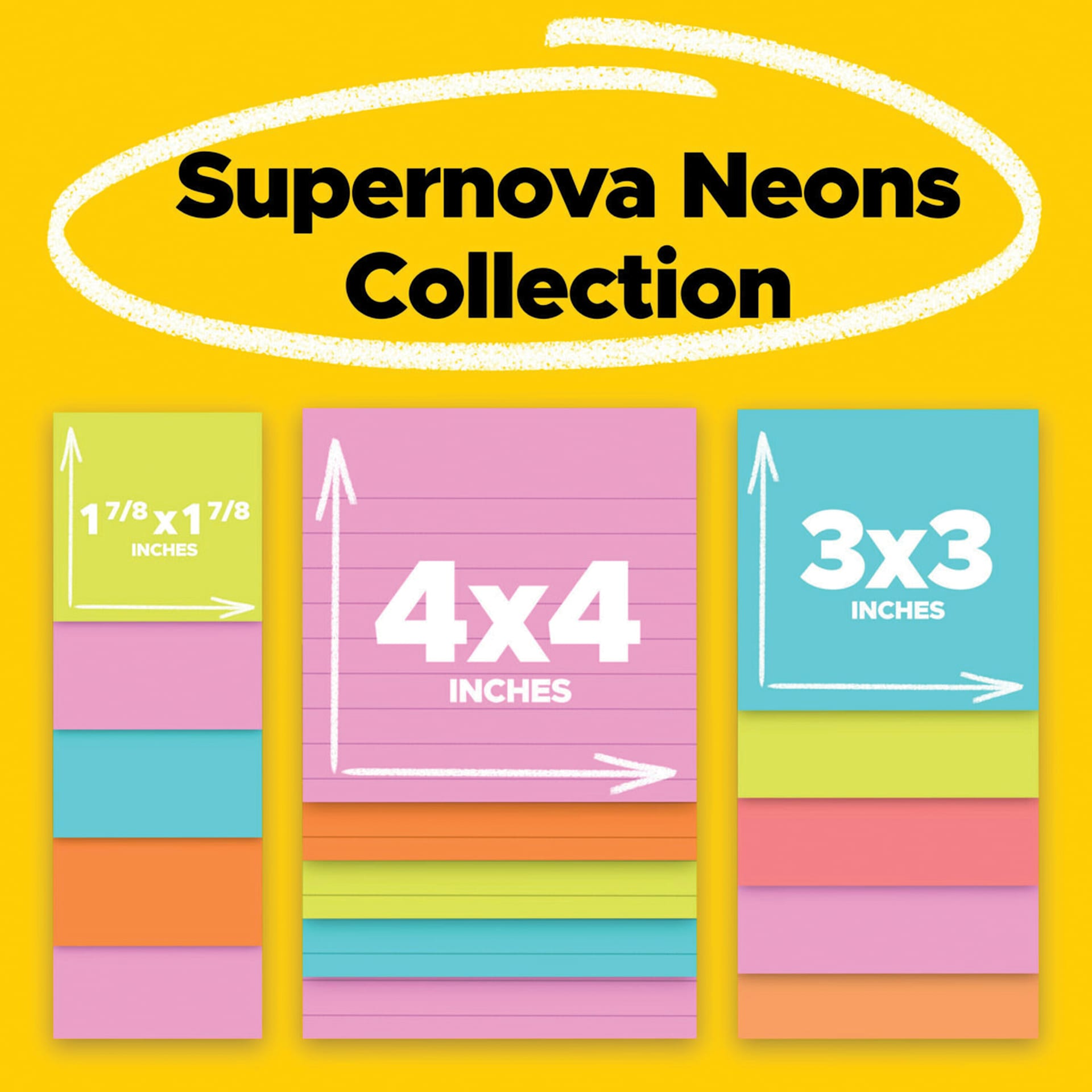 Supernova Neons Collection, 1-7/8" x 1-7/8", 4" x 4", 3" x 3"