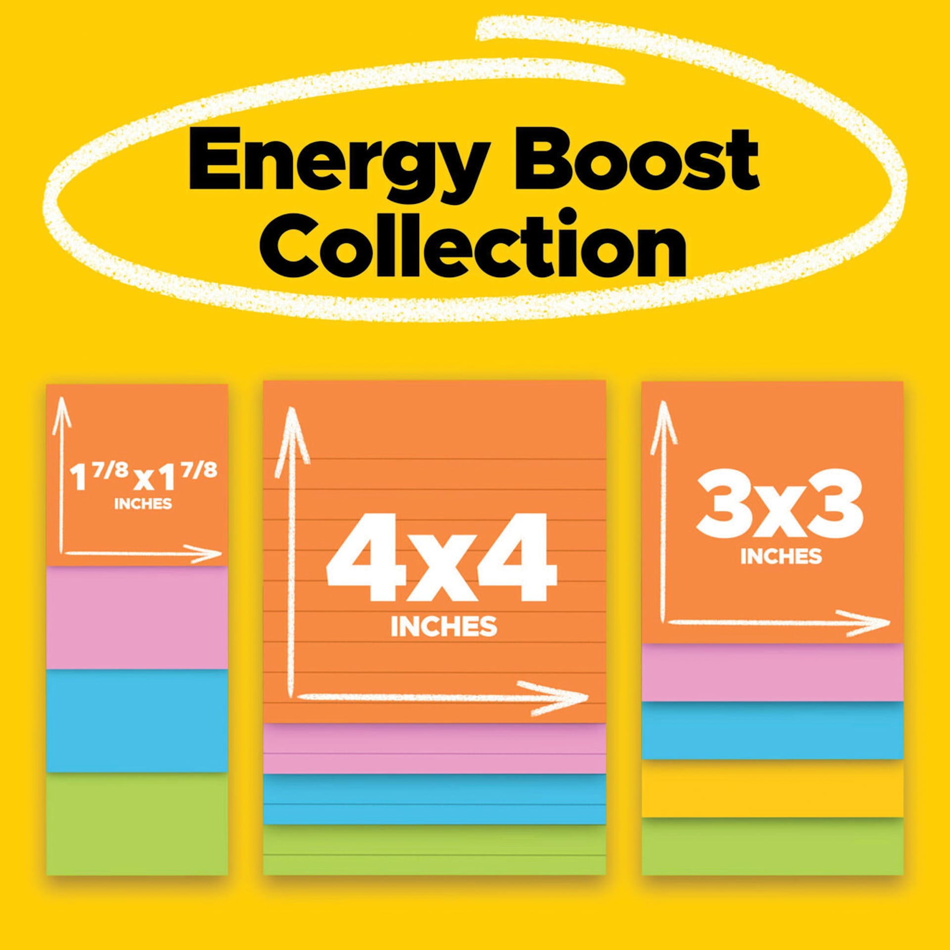 Energy Boost Collection, 1-7/8" x 1-7/8", 4" x 4", 3" x 3"