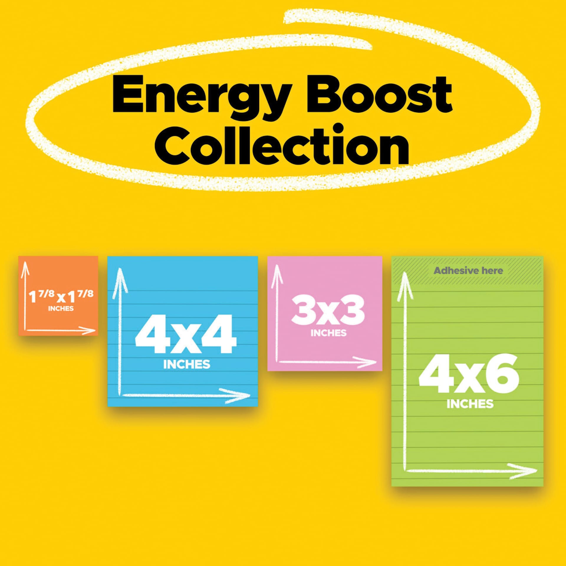Energy Boost Collection, 1-7/8" x 1-7/8", 4" x 4", 3" x 3", 4" x 6"