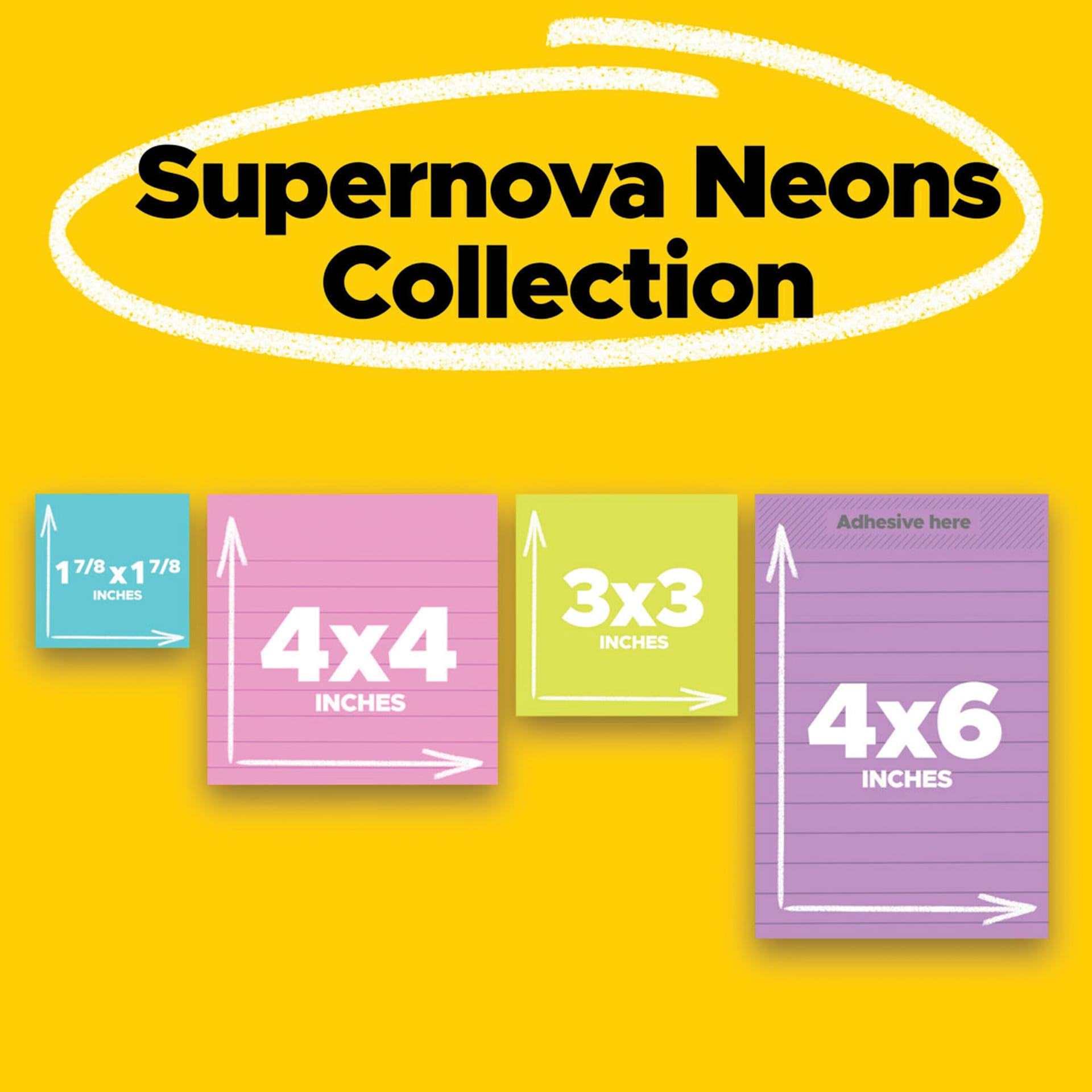 Supernova Neons Collection, 1-7/8" x 1-7/8", 4" x 4", 3" x 3", 4" x 6"