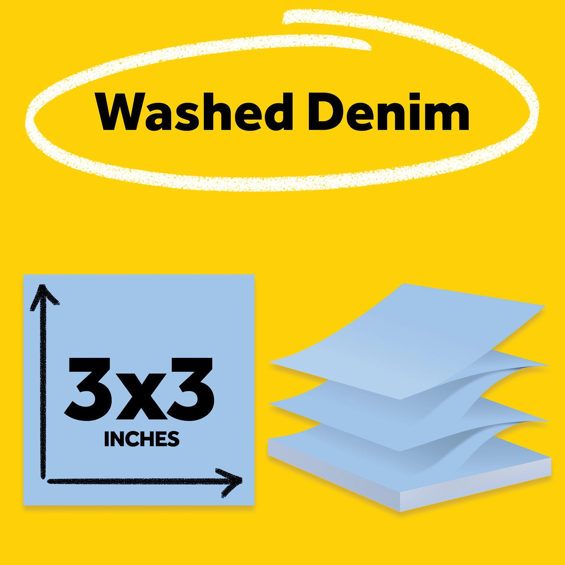 Washed Denin, 3" x 3"