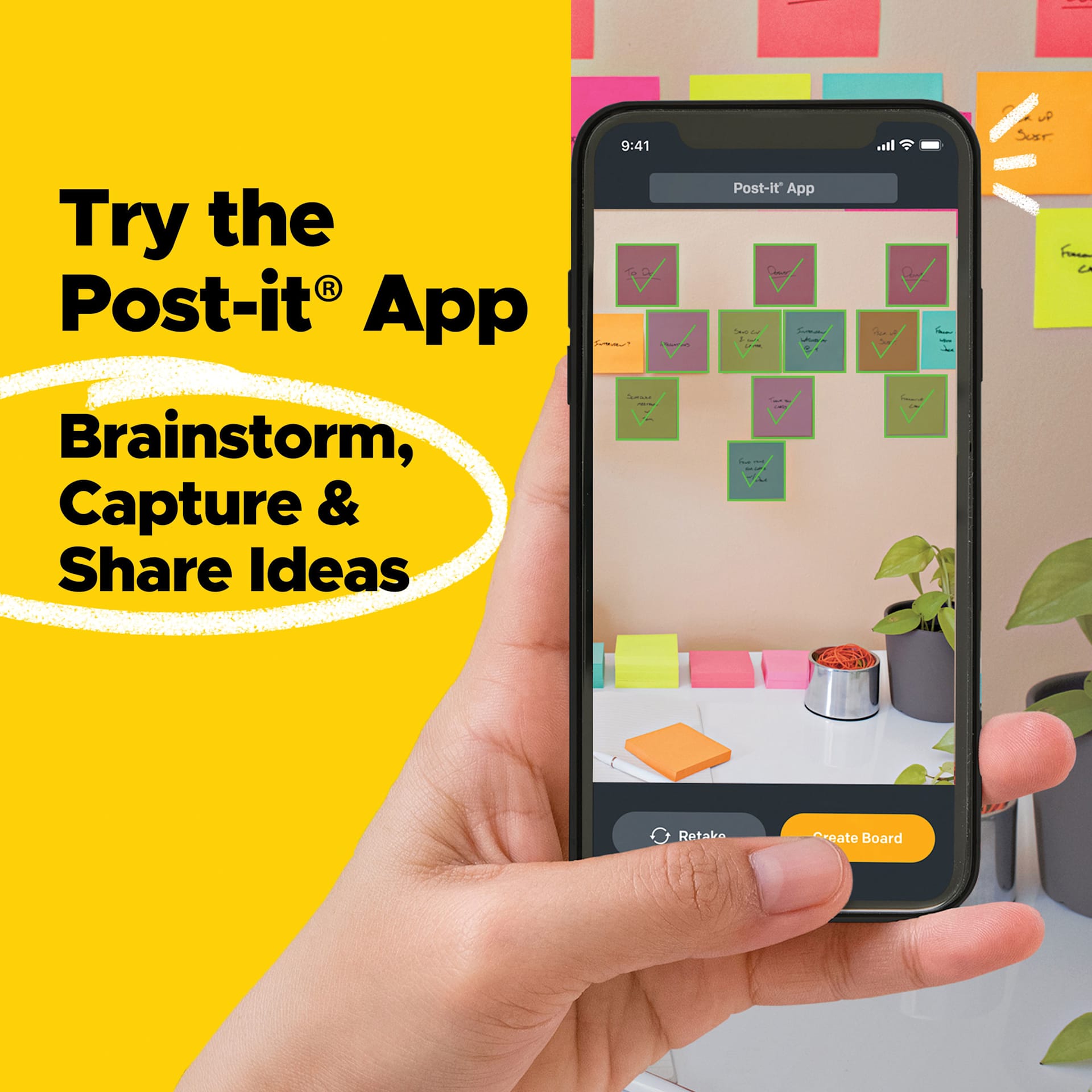 Try the Post-it App, brainstorm, capture and share ideas