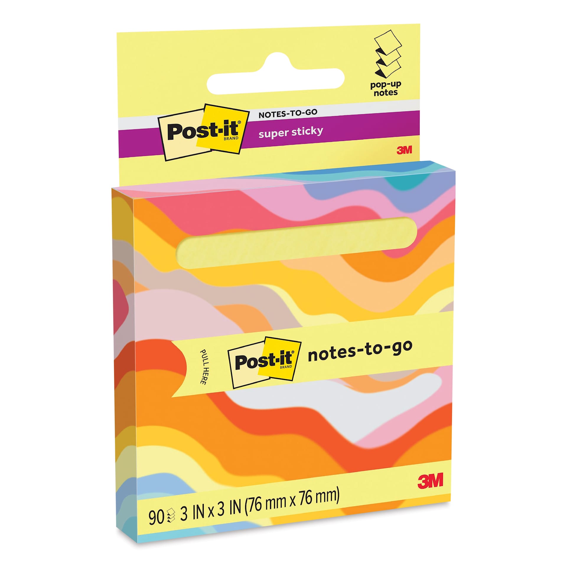 Post-it Super Sticky Notes-to-go Pop-Up Notes - Citron Yellow, 3" x 3" front of packaging
