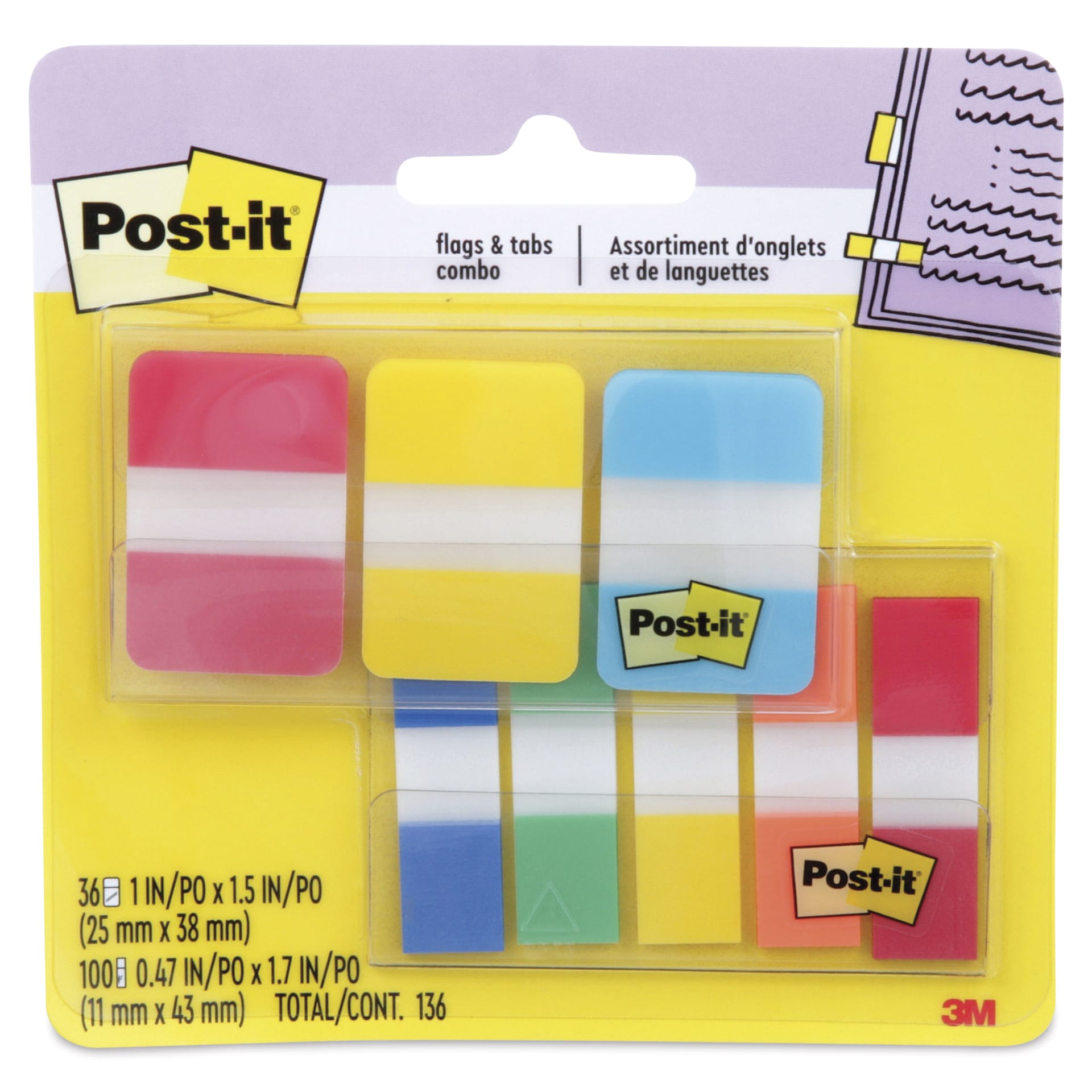 Post-it Flags and Tabs - Primary Colors, Pkg of 136
