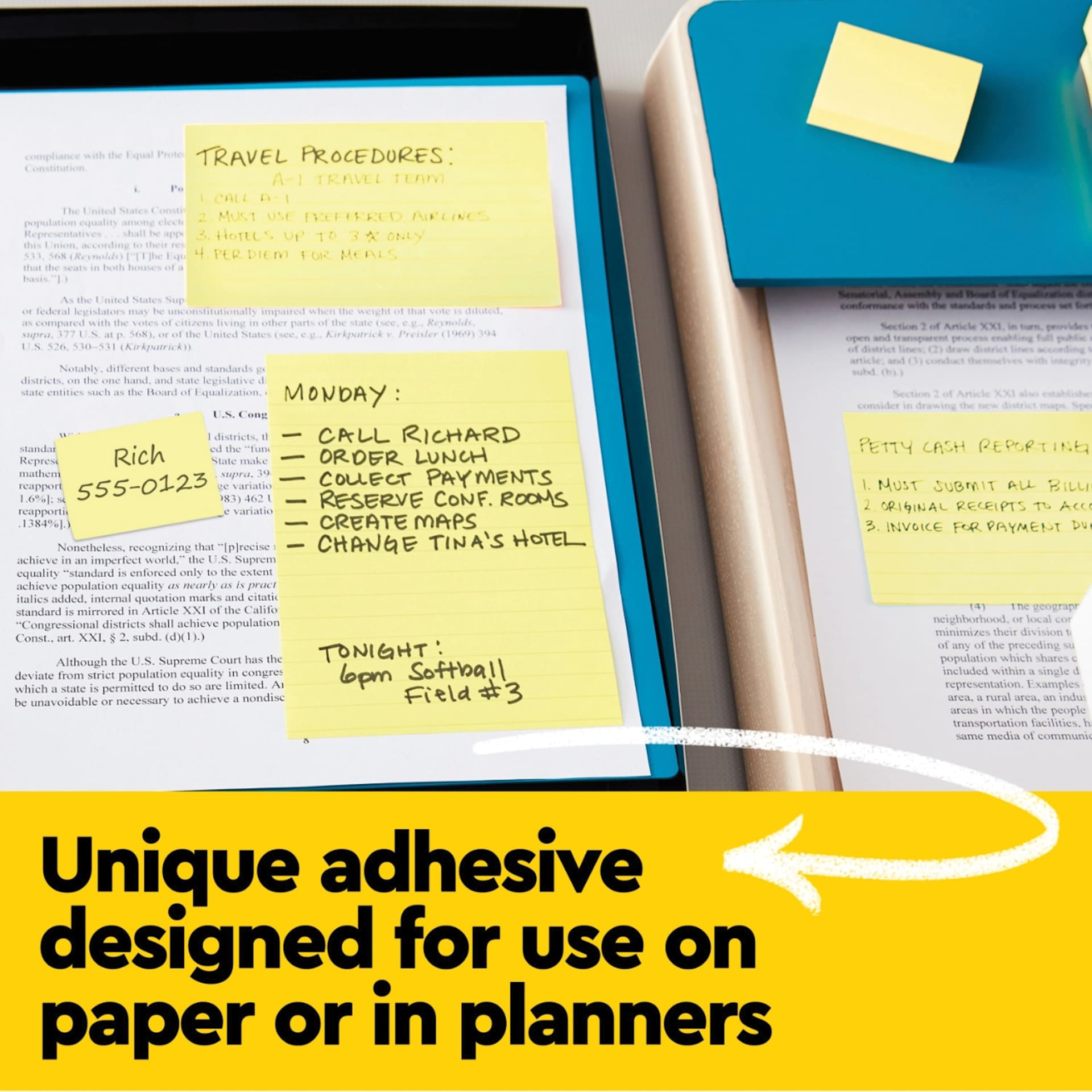 Unique adhesive design for use on paper or in planners.