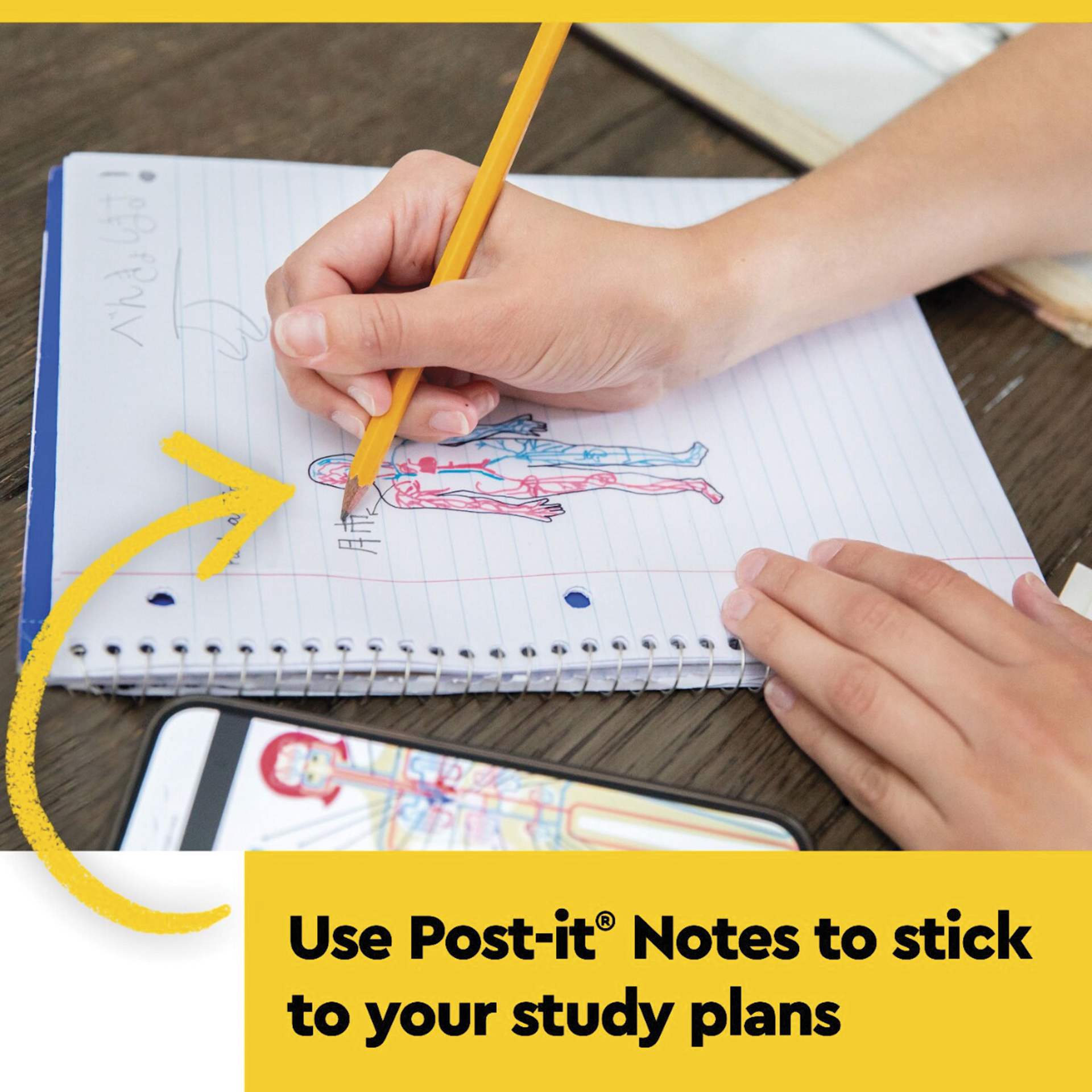 Use Post-it Notes to stick to your study plans