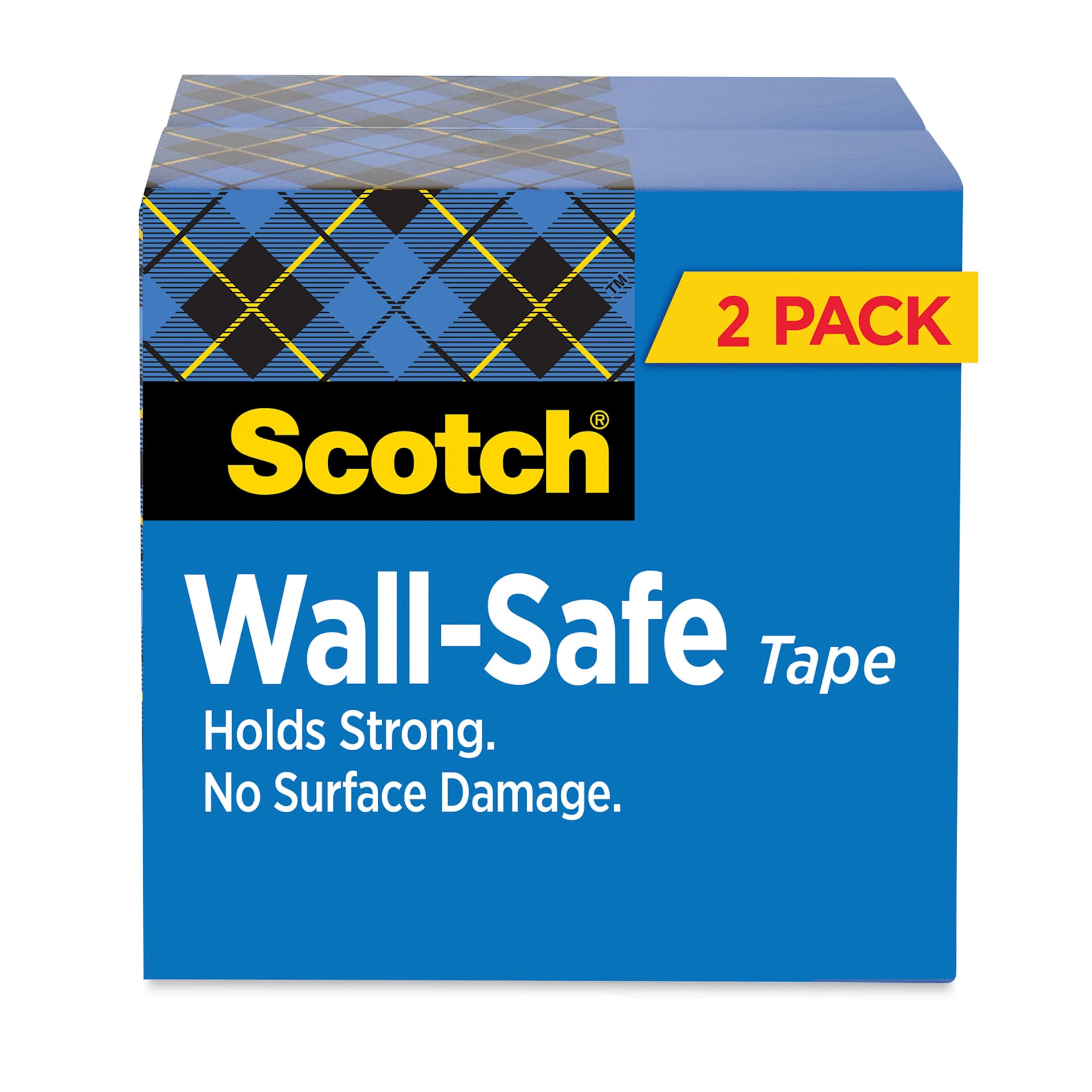 Scotch Wall-Safe Tape - Pkg of 2, 3/4" x 108' Rolls front of packaging