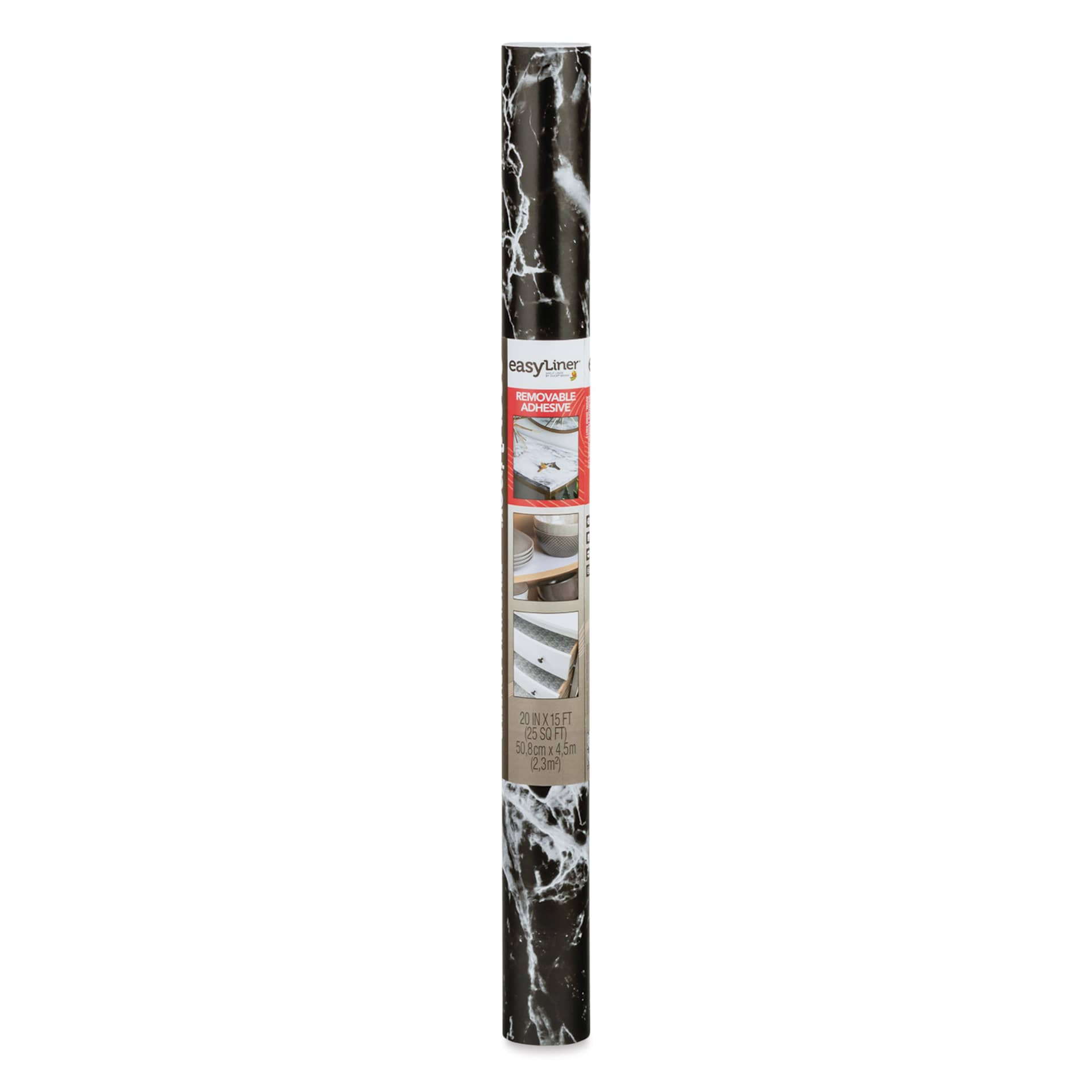 Duck EasyLiner Adhesive Laminate - Black Marble, 20" x 15 ft