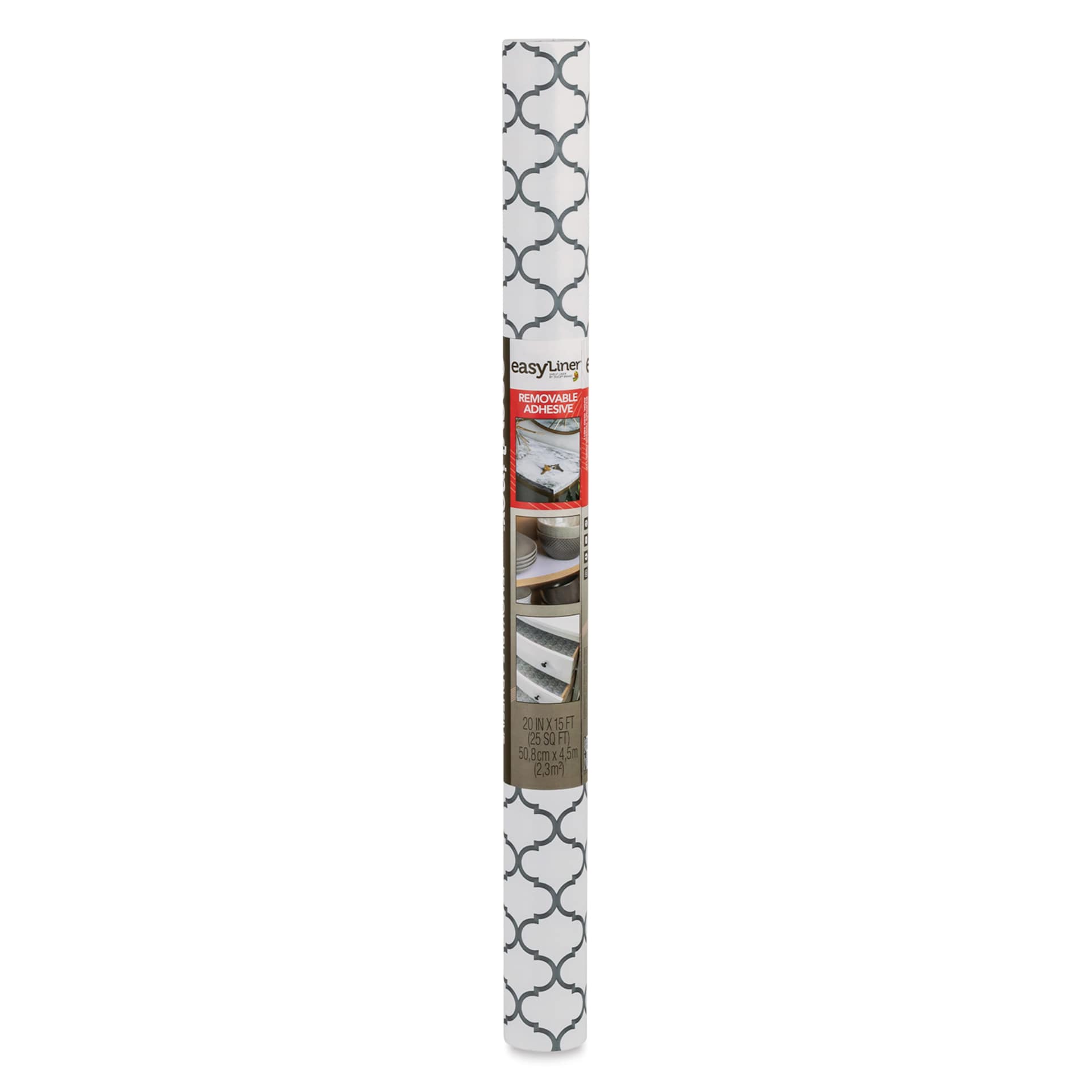 Duck EasyLiner Adhesive Laminate - Grey Quatrefoil, 20" x 15 ft