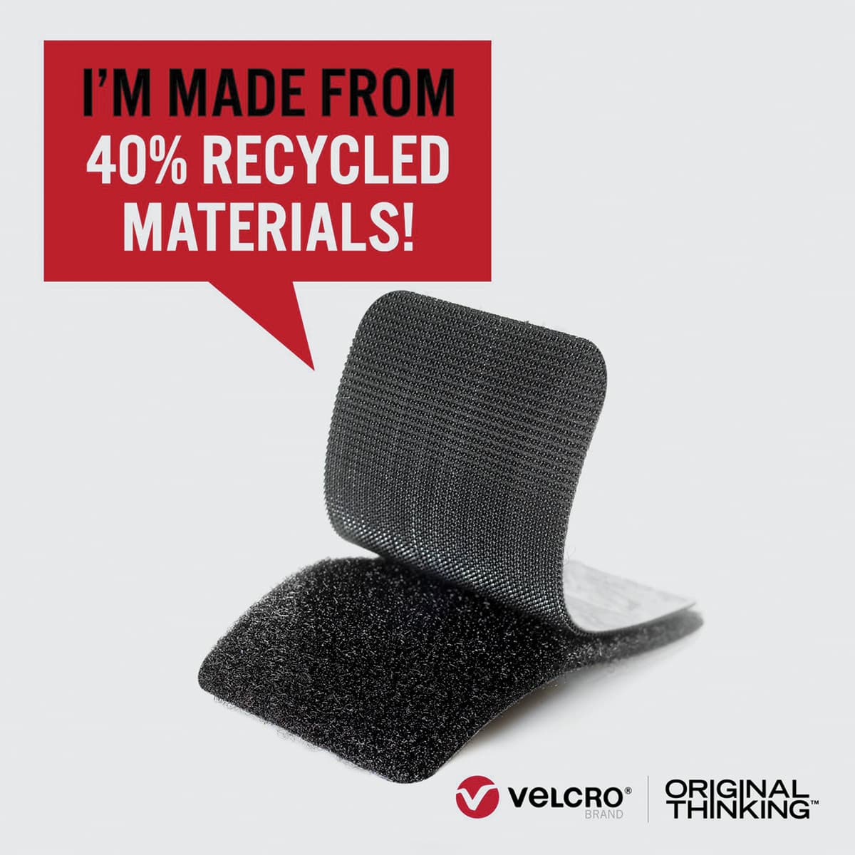 Velcro Brand ECO Collection Industrial Strips, Pkg of 2, Black, 3" x 1-3/4"