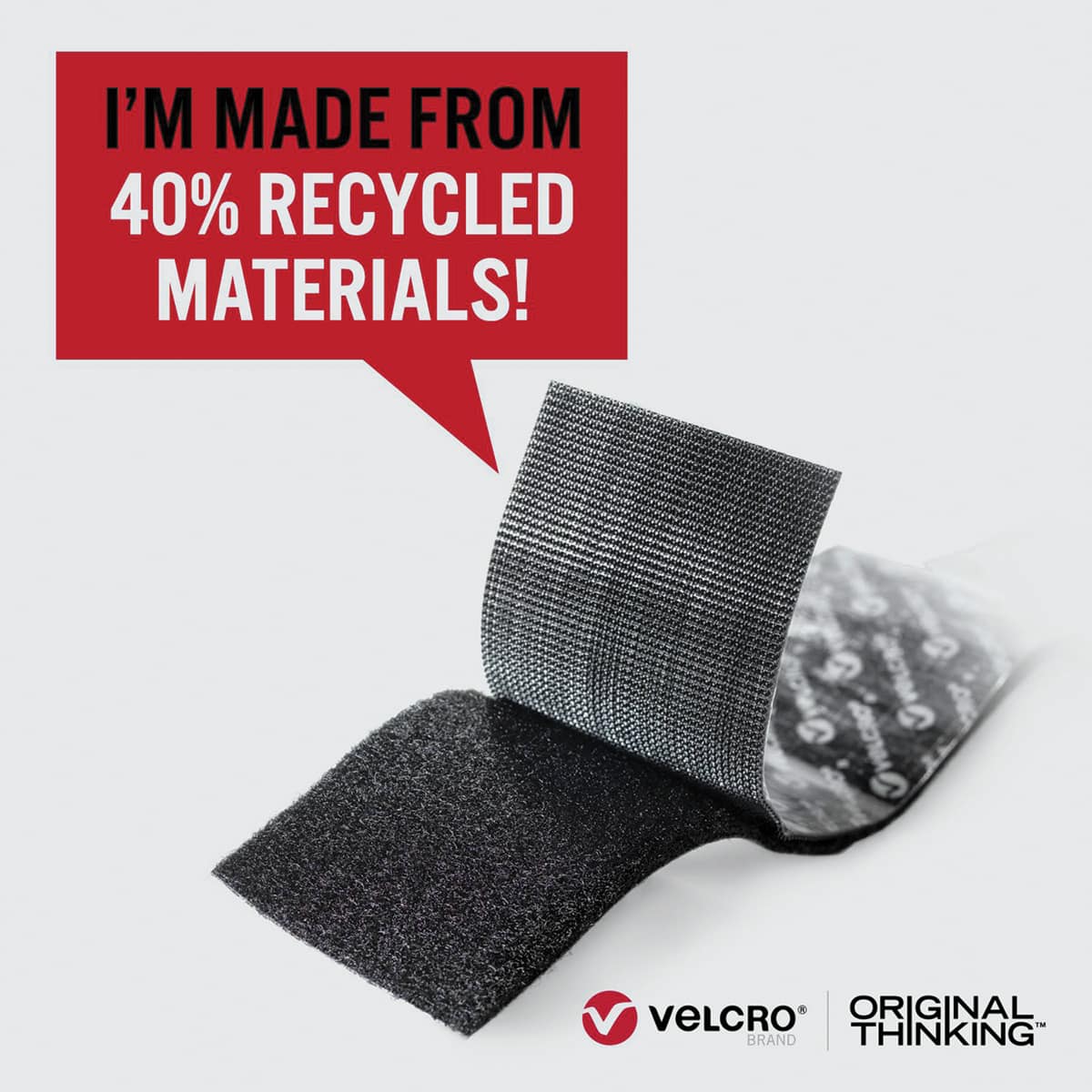 Velcro Brand ECO Collection Industrial Tape, Black, 8 ft x 1-7/8"