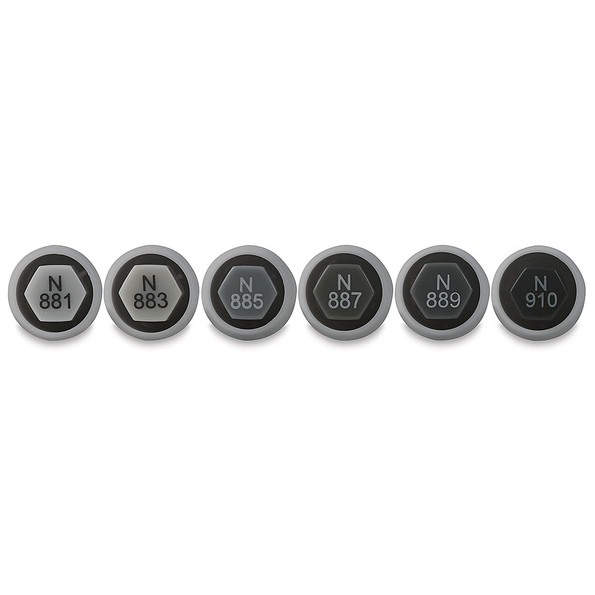 Le Plume Permanent Marker Sets - Color coded caps of Set of 6 Neutrals