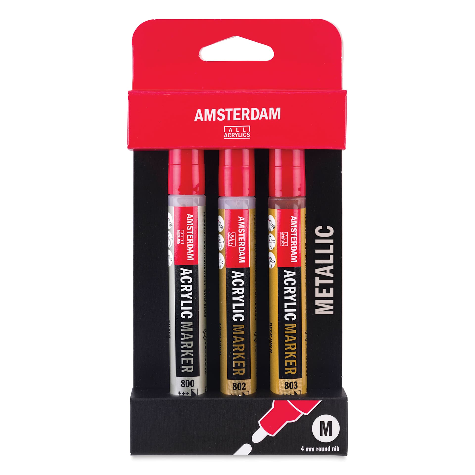 Amsterdam Acrylic Marker - Metallic Colors, Set of 3, front of the packaging