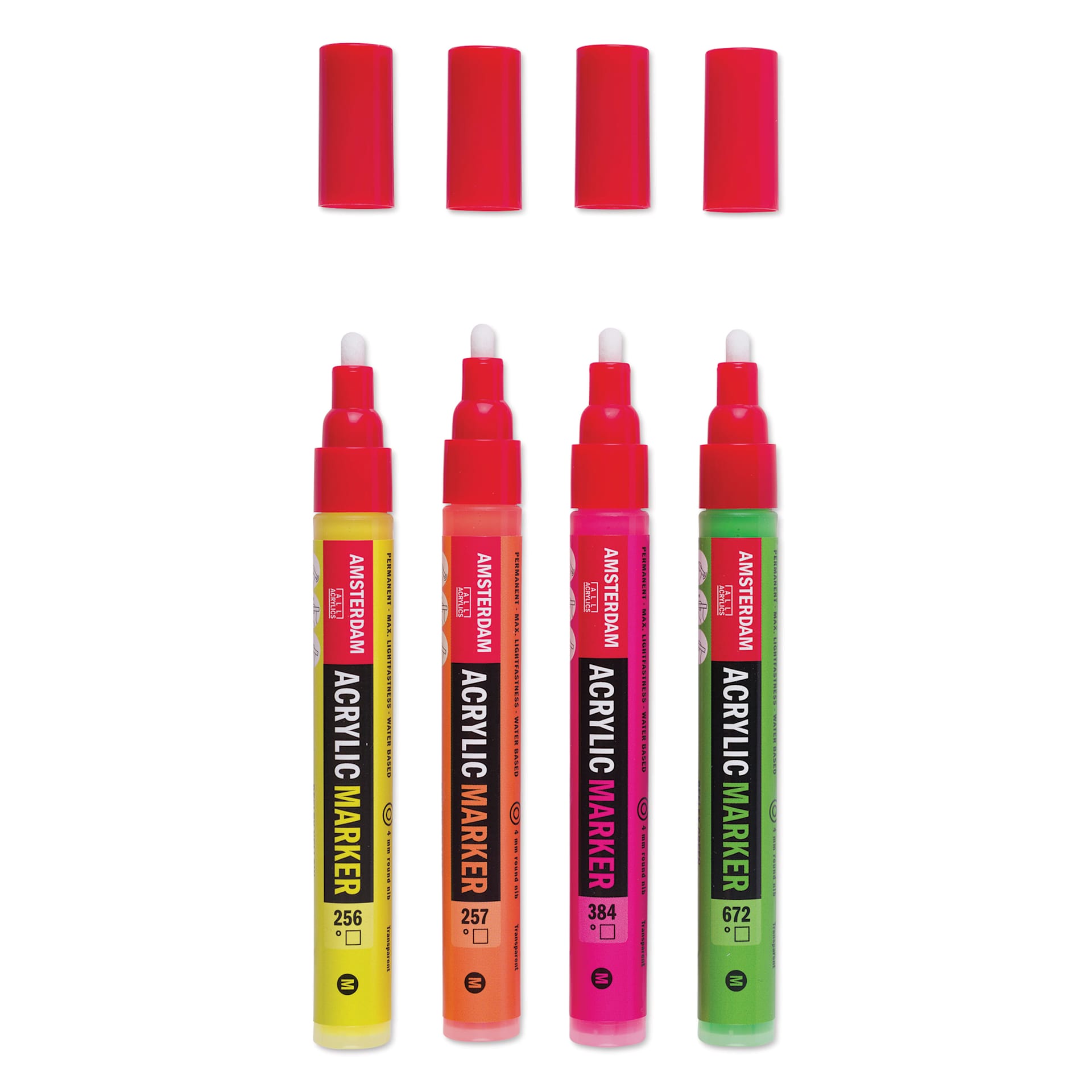 Amsterdam Acrylic Marker - Reflex Colors, Set of 4, caps removed