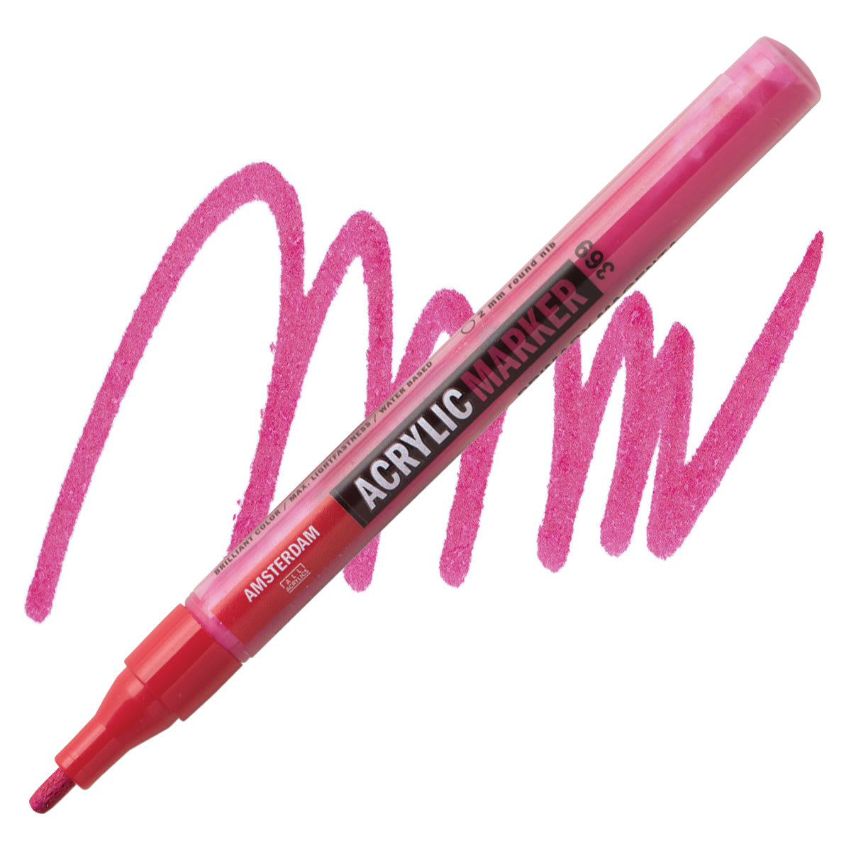 Amsterdam Acrylic Marker - Primary Magenta, 2 mm marker and swatch
