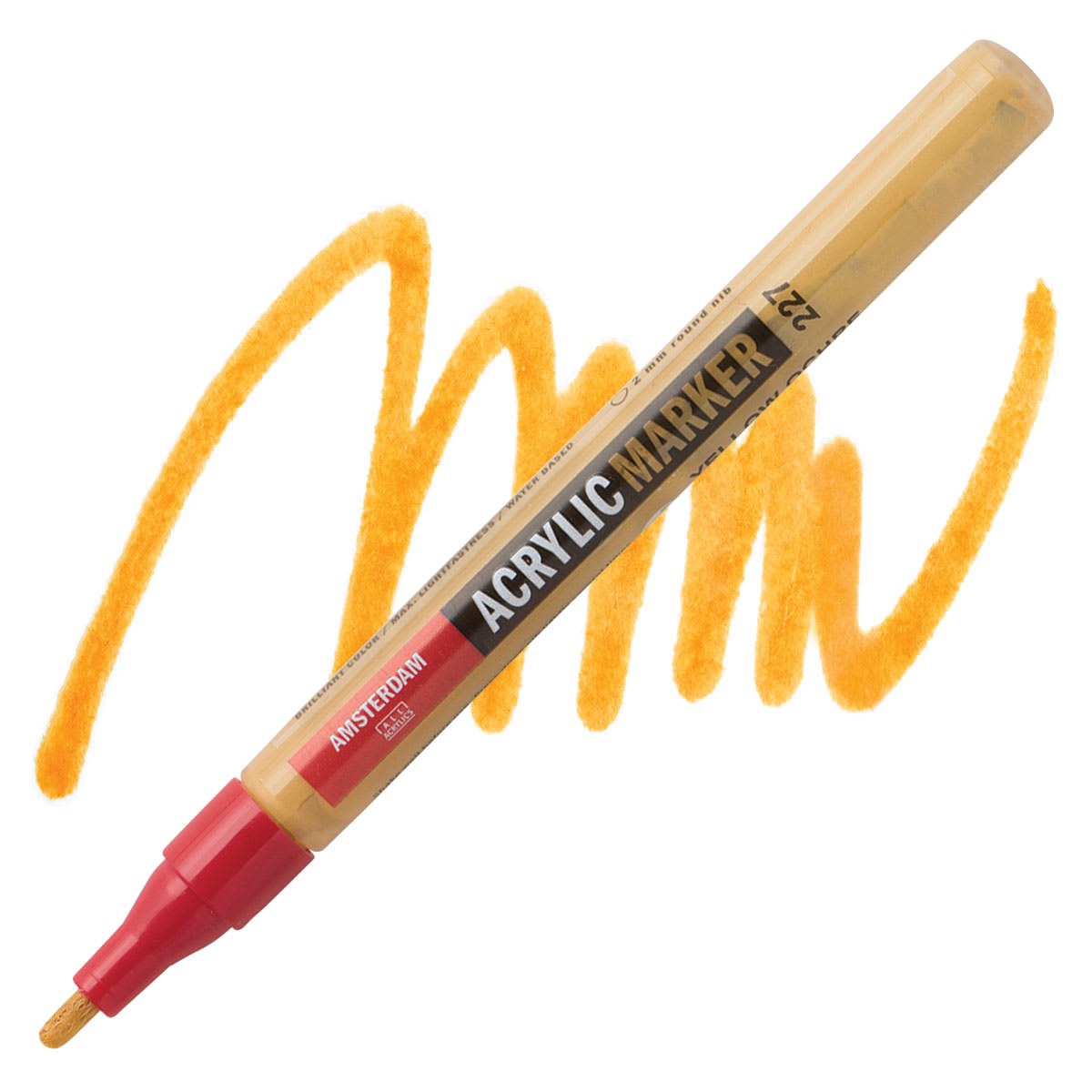 Amsterdam Acrylic Marker - Yellow Ochre, 2 mm marker and swatch