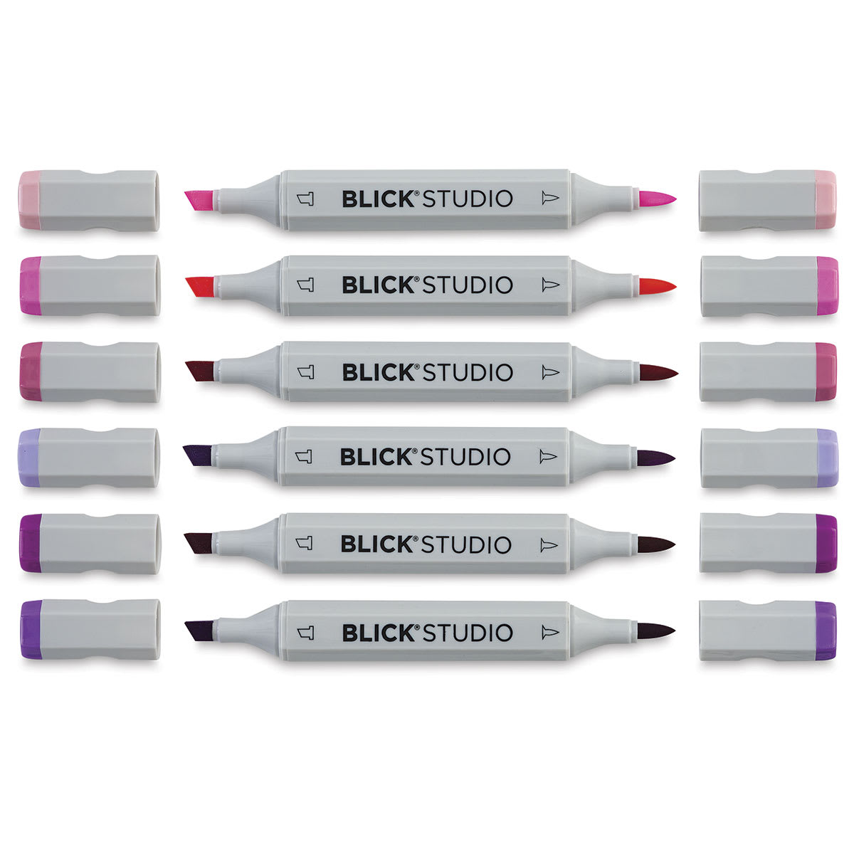 Blick Studio Brush Markers - Floral Colors, Set of 6 (with caps off)