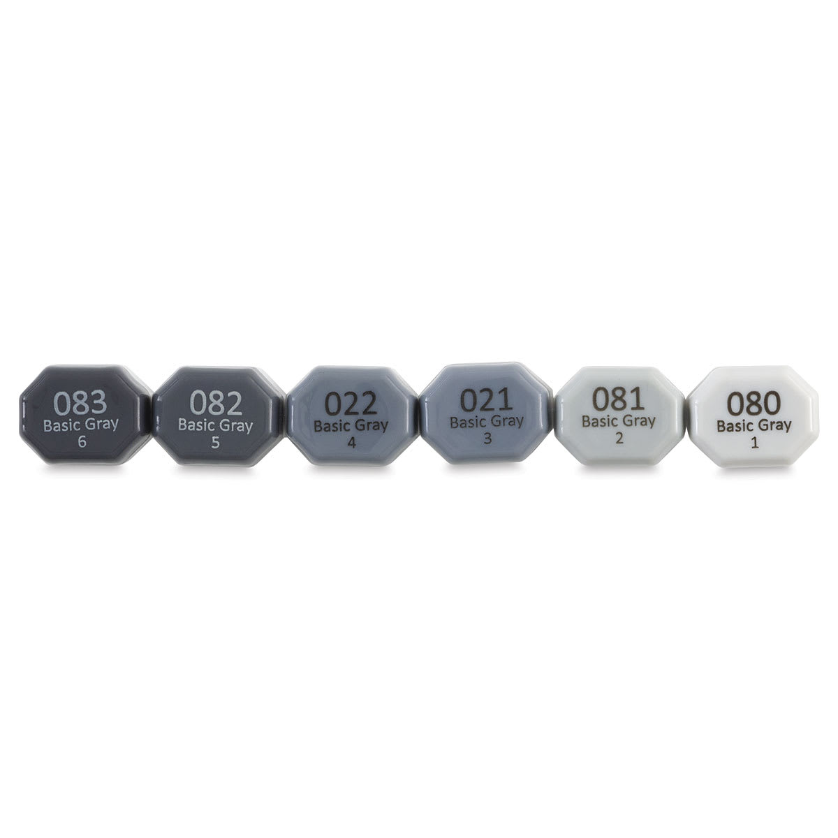 Blick Studio Brush Markers - Gray Colors, Set of 6 (end of caps)