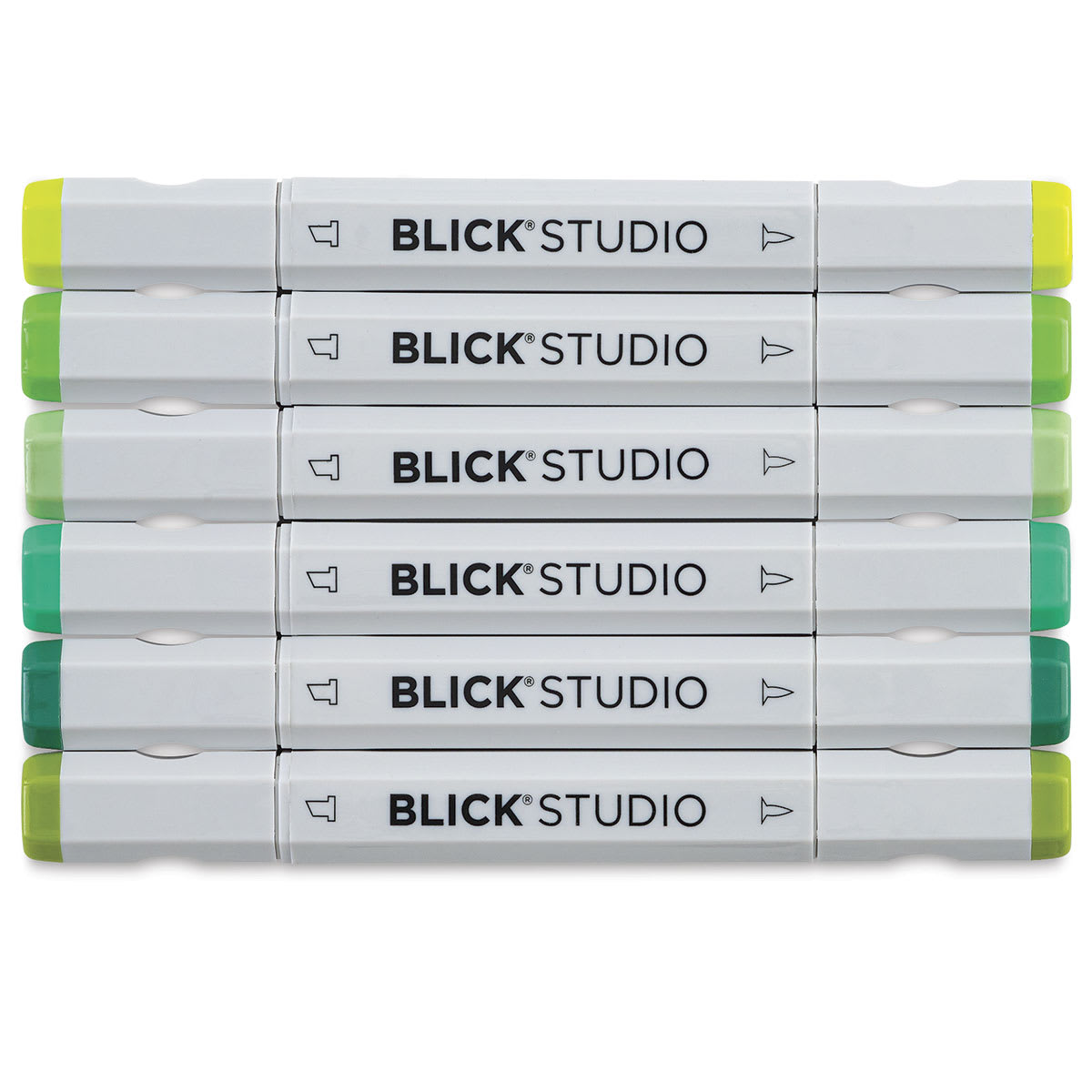 Blick Studio Brush Markers -  Green Colors, Set of 6 (Out of package)