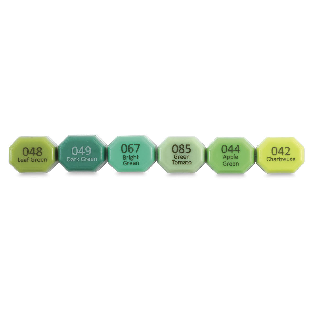 Blick Studio Brush Markers -  Green Colors, Set of 6 (end of caps)