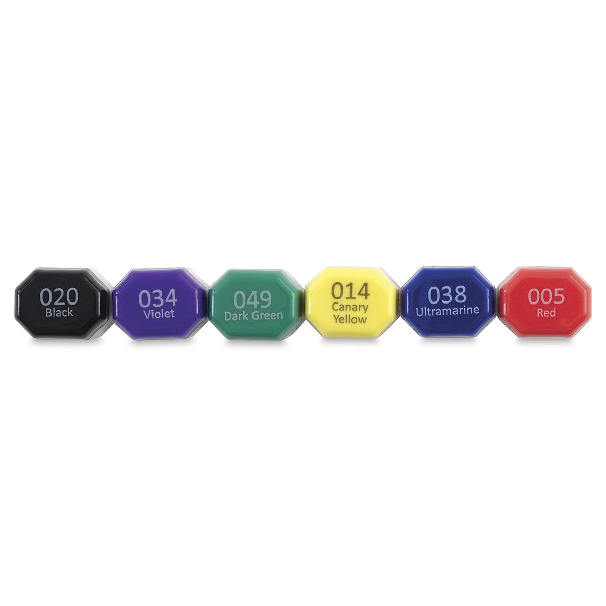 Blick Studio Brush Markers - Assorted Colors, Set of 6 - cap tips