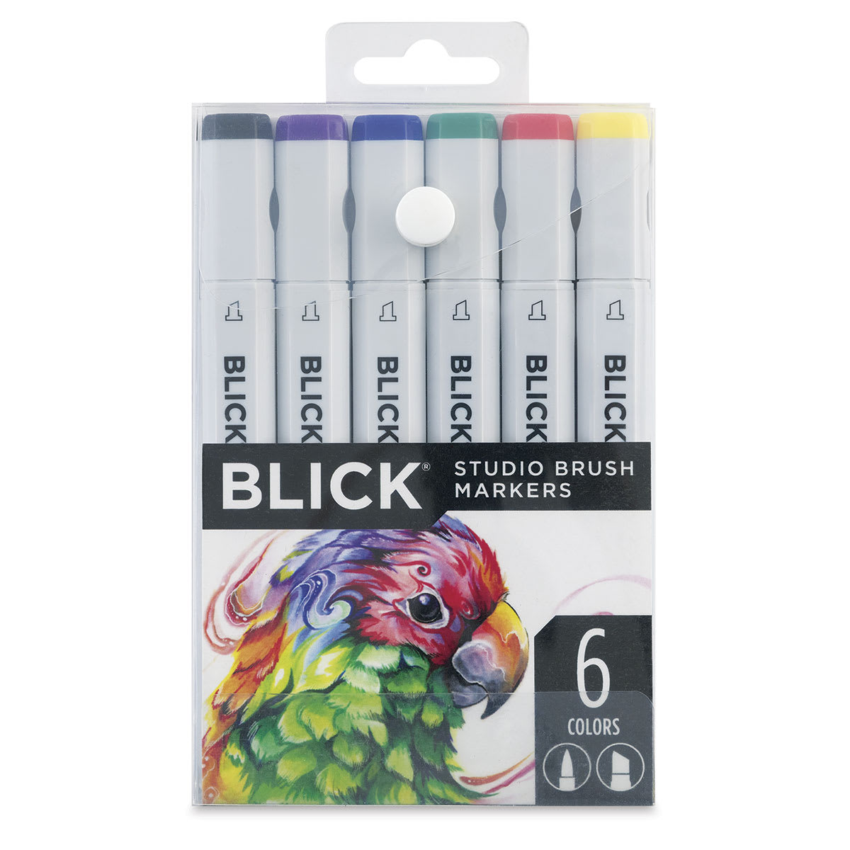 Blick Studio Brush Markers - Assorted Colors, Set of 6 - front of packaging