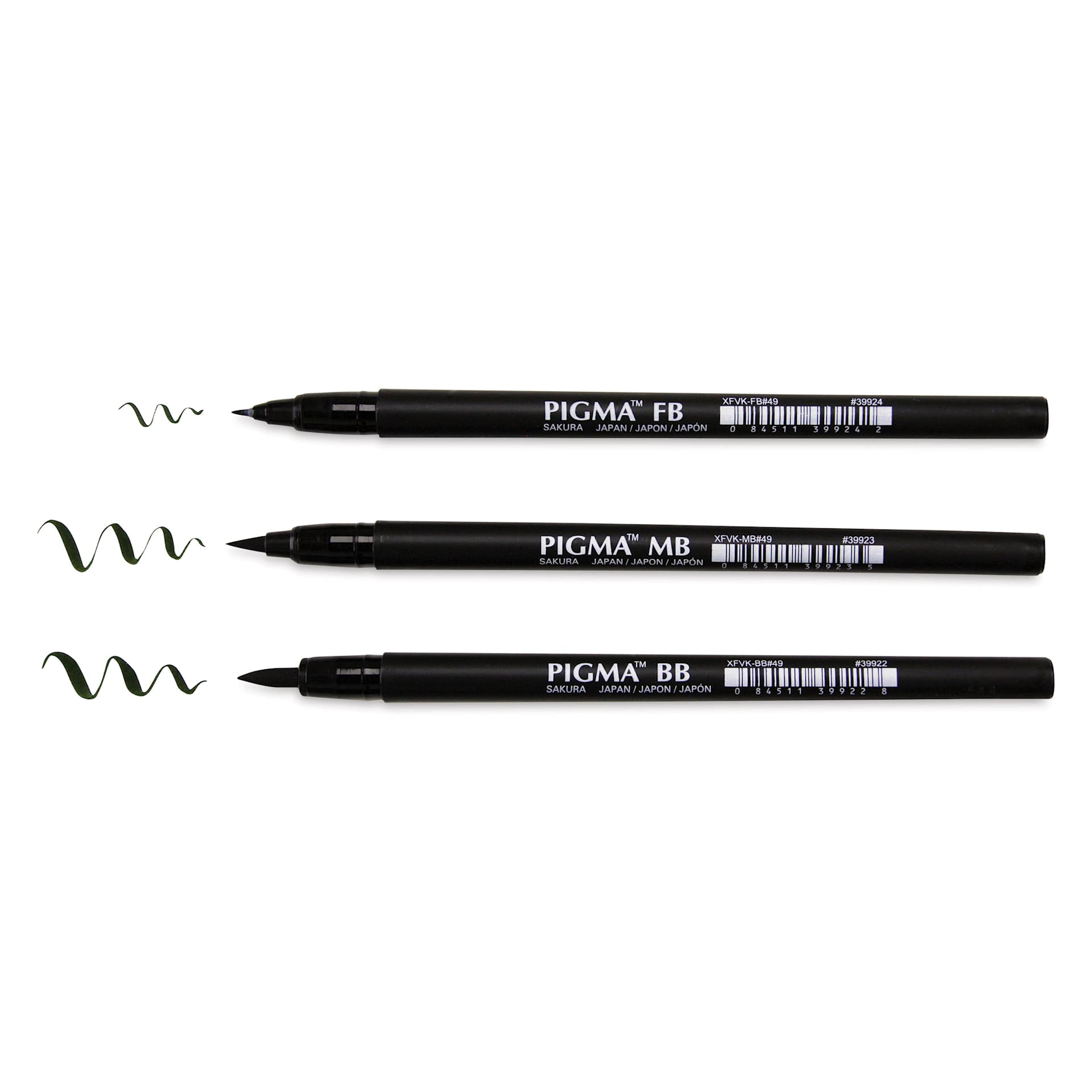 Sakura Pigma Professional Brush Pens - Pkg of 3, contents