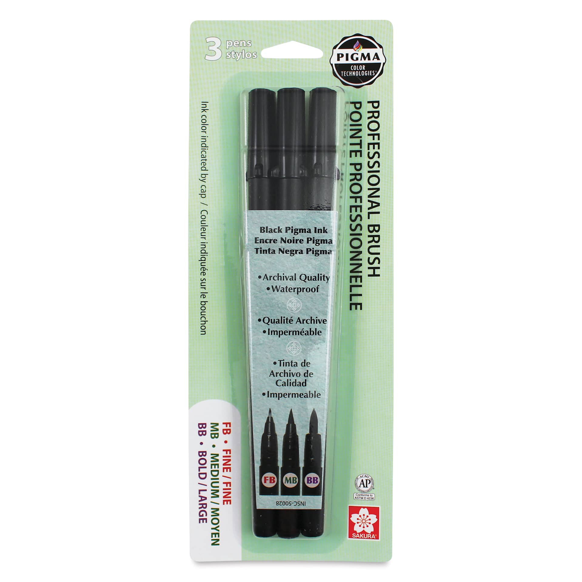 Sakura Pigma Professional Brush Pens - Pkg of 3