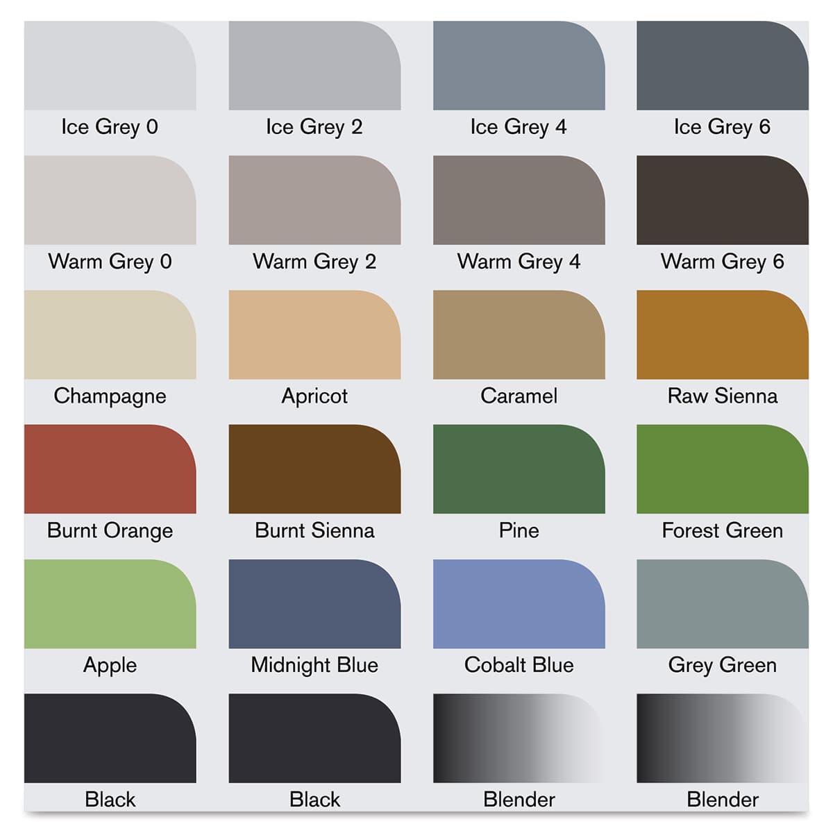 Winsor & Newton Promarker - Architectural Tones Wallet, Set of 24, swatches