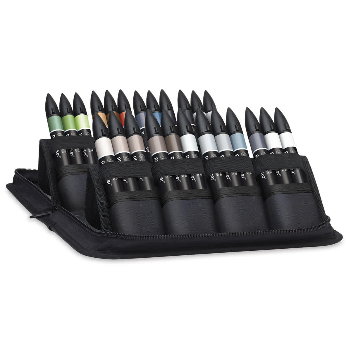 Winsor & Newton Promarker - Architectural Tones, Set of 24, wallet open showing markers