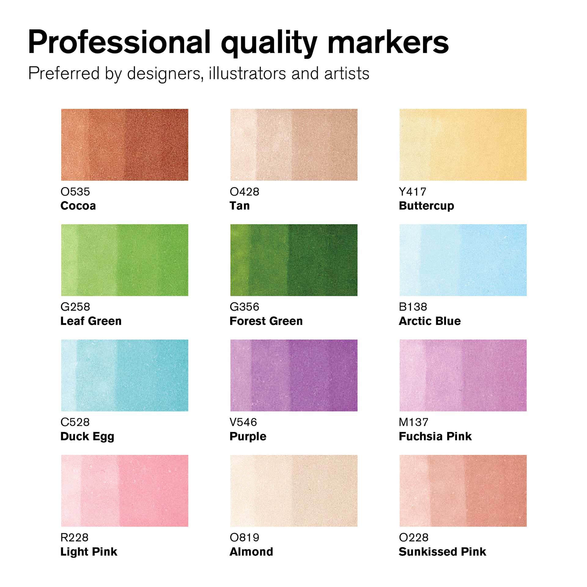 Winsor & Newton Promarker - Manga Fantasy, Set of 13, swatches