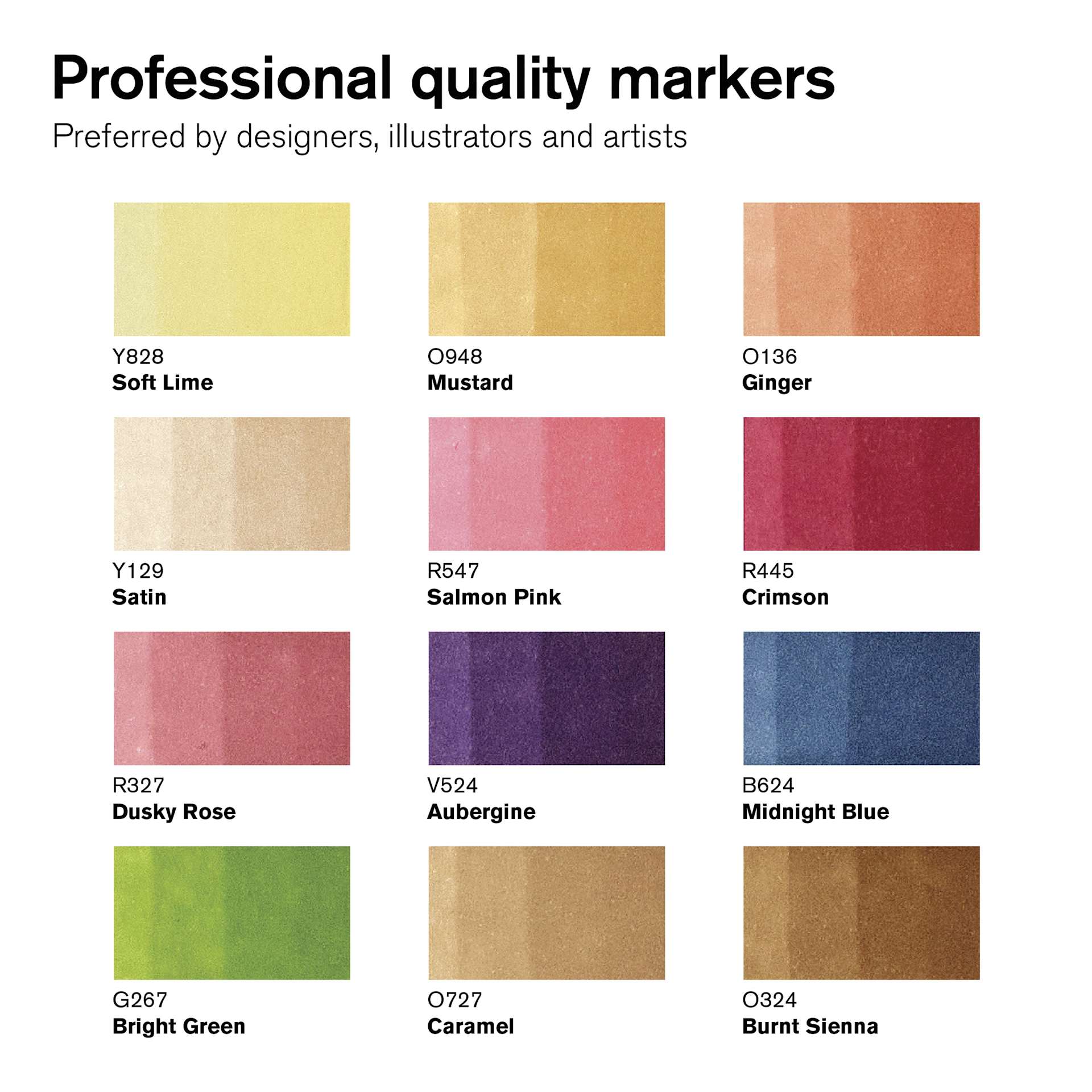 Winsor & Newton Promarker - Manga Steampunk, Set of 13. color swatches