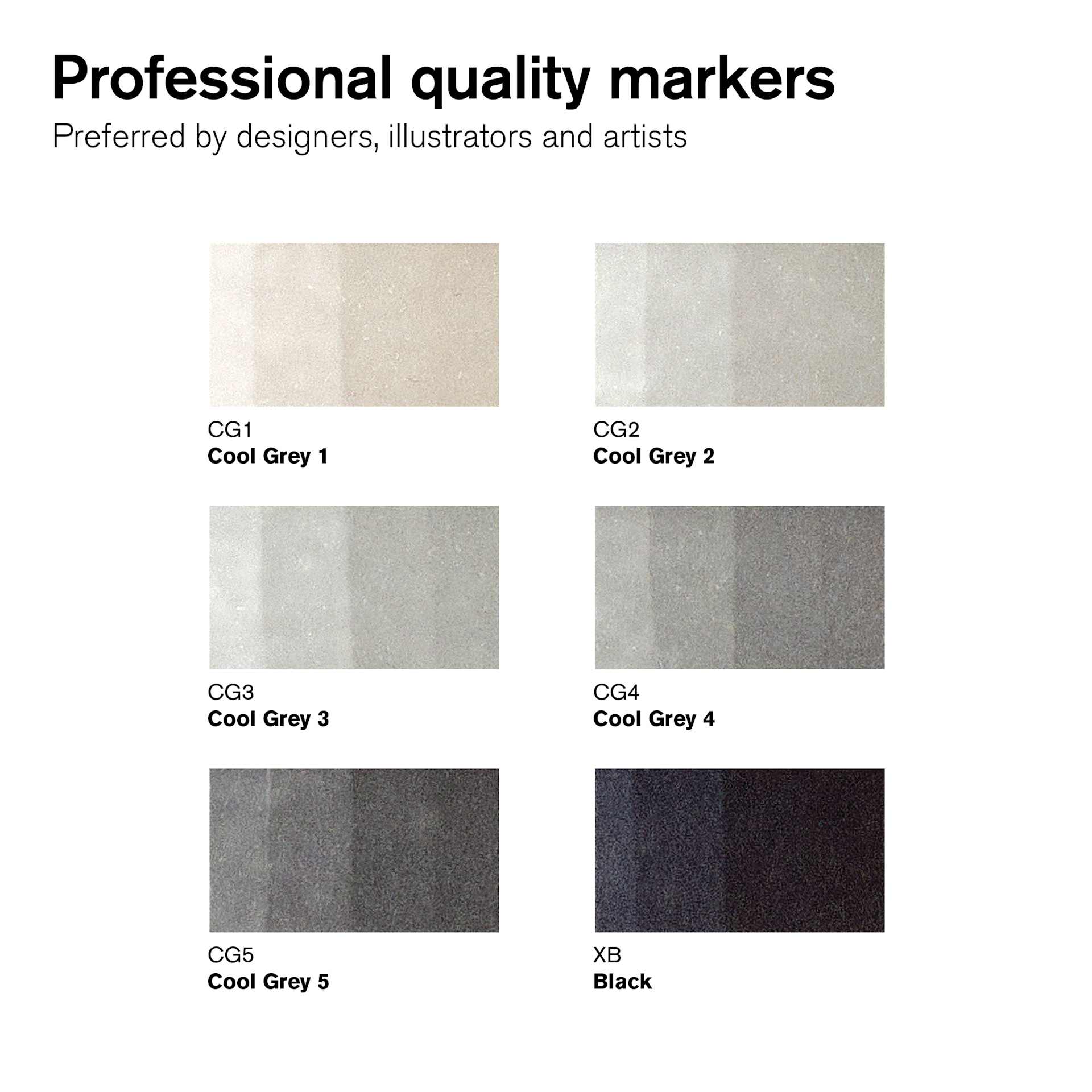 Winsor & Newton Promarker - Neutral Tones, Set of 6, swatches