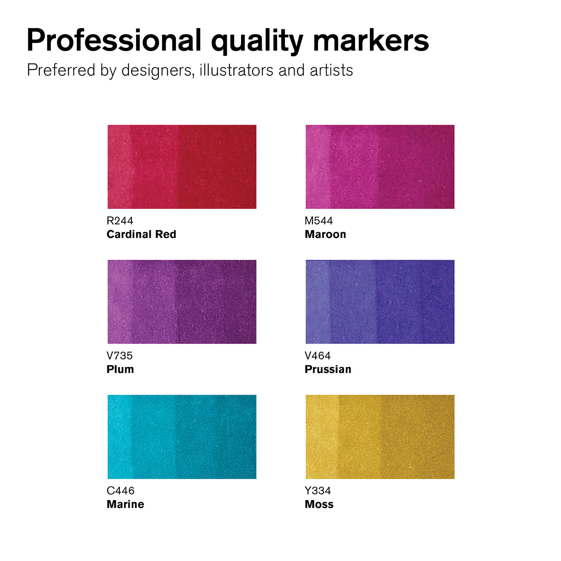 Winsor & Newton Promarker - Rich Tones, Set of 6, swatches