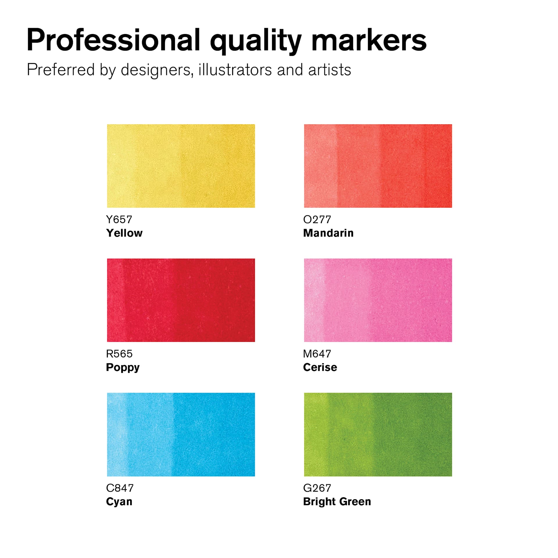 Winsor & Newton Promarker - Vibrant Tones, Set of 6, swatches