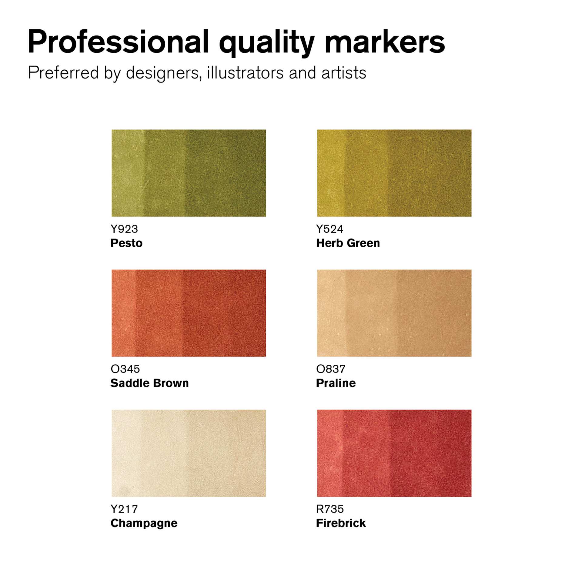 Winsor & Newton Promarker - Landscape Tones, Set of 6, swatches