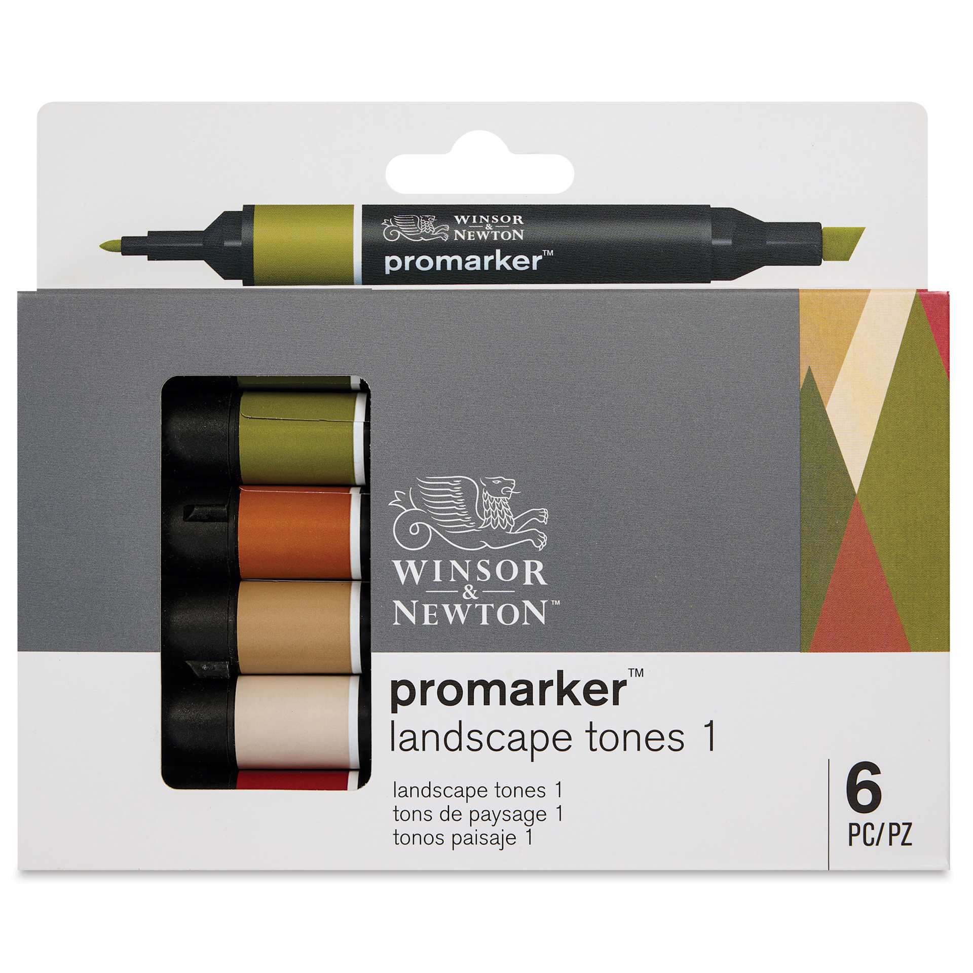 Winsor & Newton Promarker - Landscape Tones, Set of 6, front of packaging