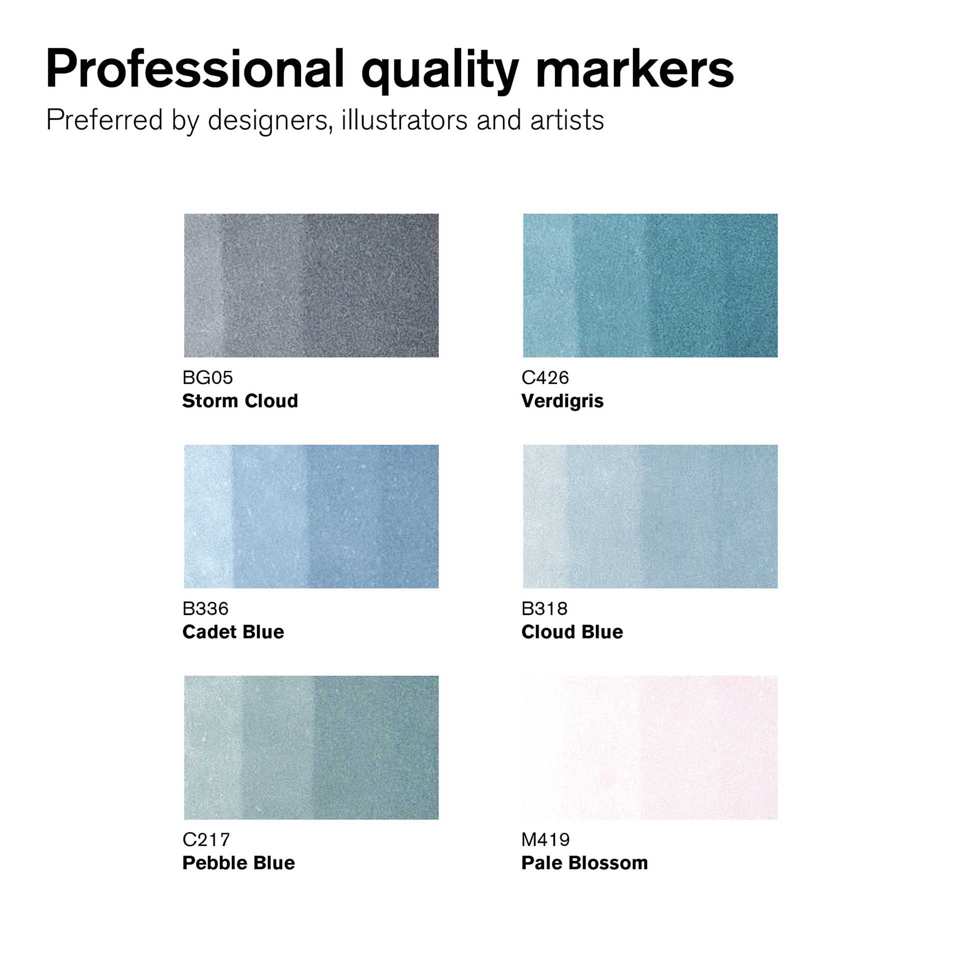 Winsor & Newton Promarkers - Skyscape Tones 1, Set of 6, color swatch