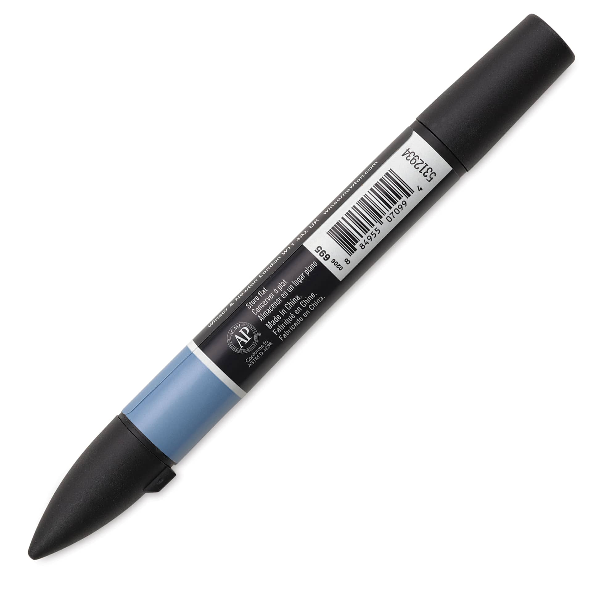 Winsor & Newton Promarker Metallic Marker - Blue, back of the marker barrel