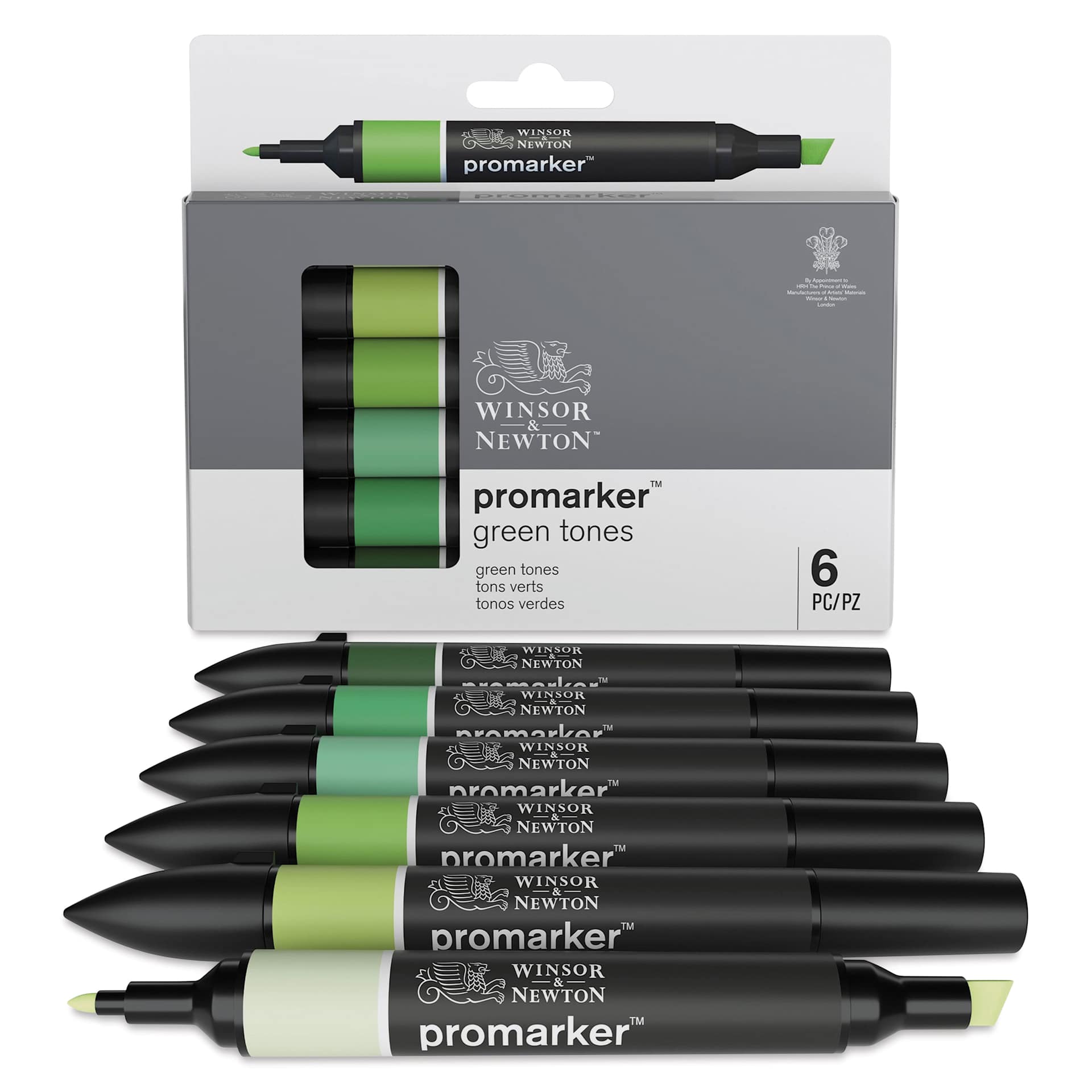 Winsor & Newton Promarker - Green Tones, Set of 6