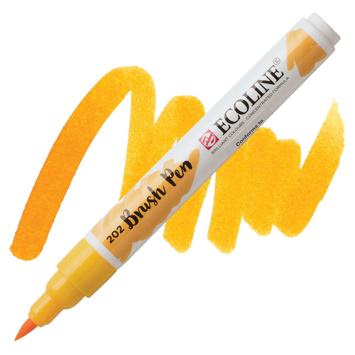 Royal Talens Ecoline Brush Marker - Deep Yellow marker and swatch