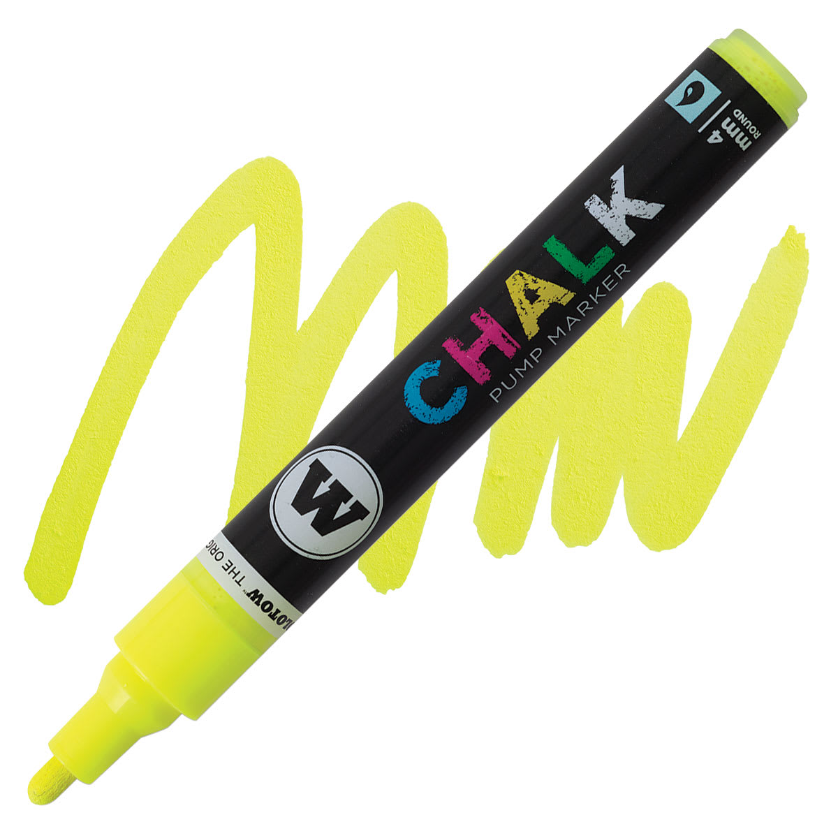 Molotow Chalk Marker - Neon Yellow, 4 mm marker and swatch