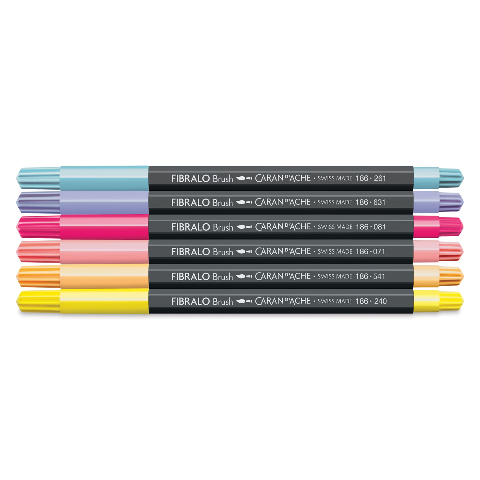 Caran d'Ache Fibralo Water-Soluble Brush Markers - Set of 6, Manga Shojo, contents