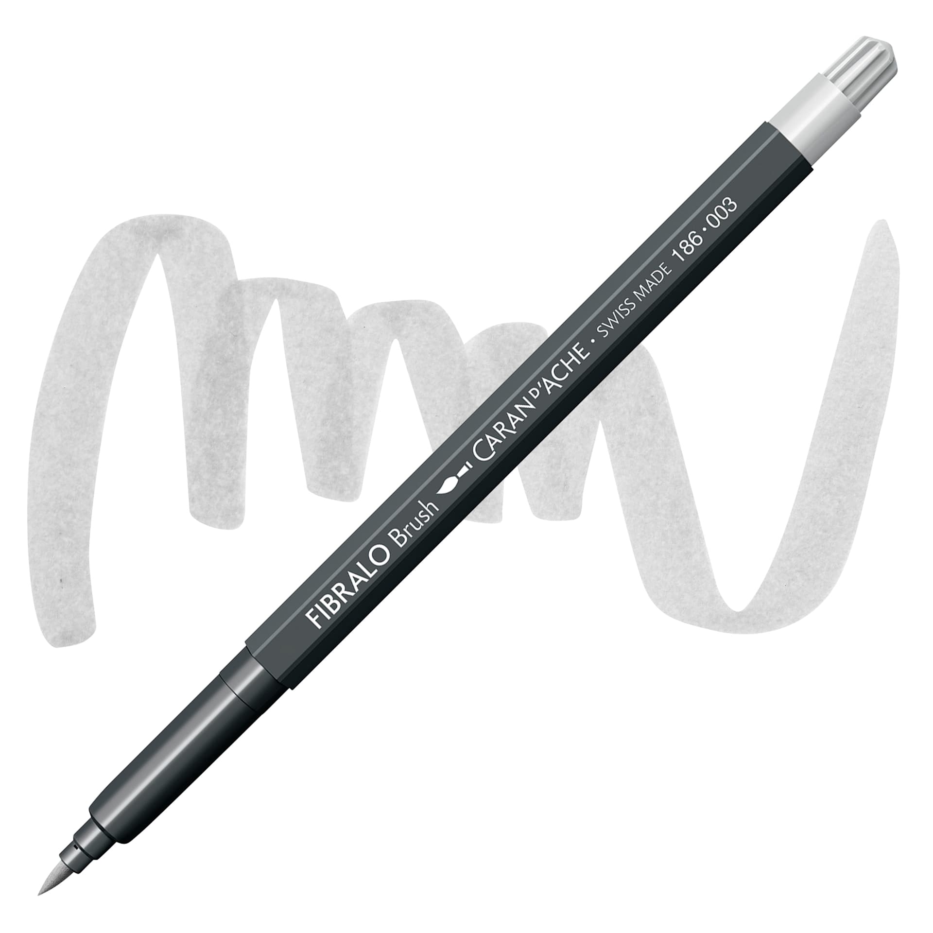 Caran d'Ache Fibralo Brush Marker - Light Grey marker and swatch
