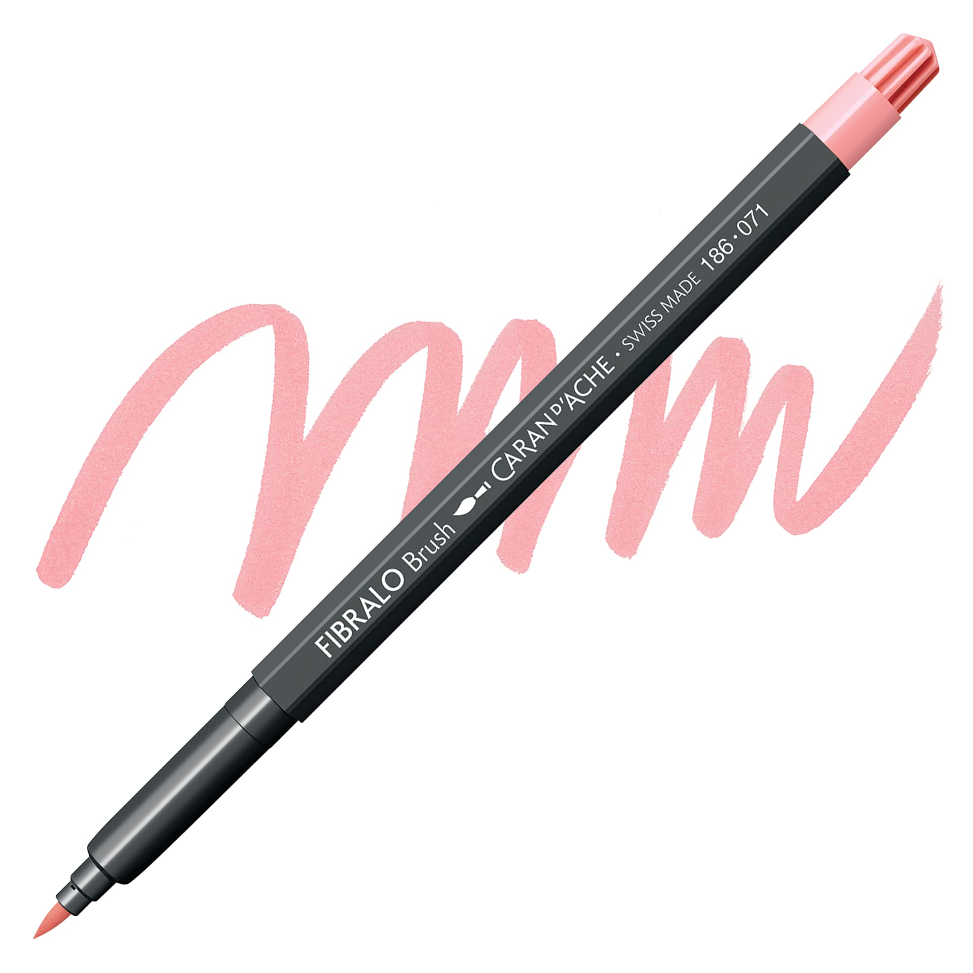 Caran d'Ache Fibralo Brush Marker - Salmon Pink marker and swatch