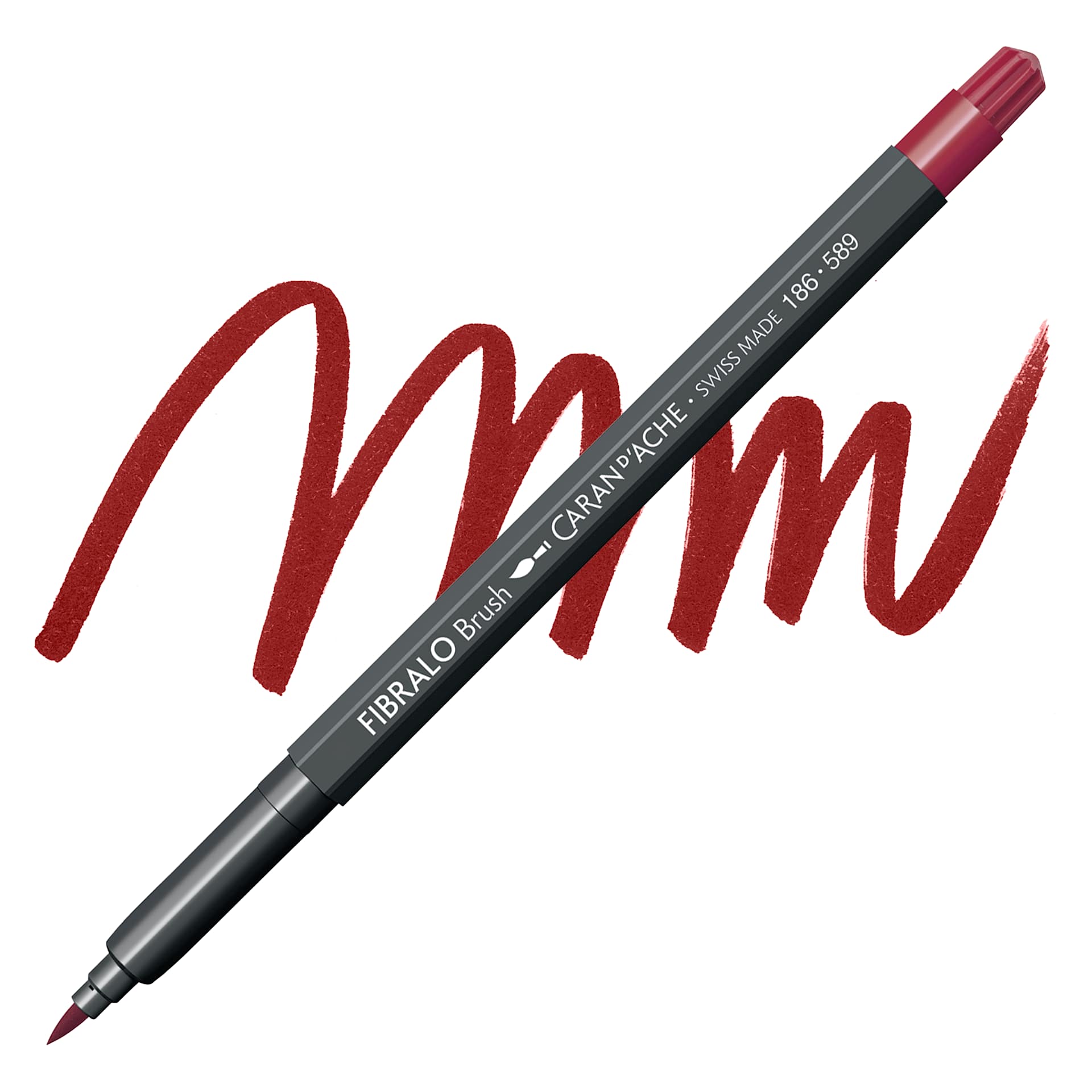 Caran d'Ache Fibralo Brush Marker - Crimson Alizarin Hue pen with swatch