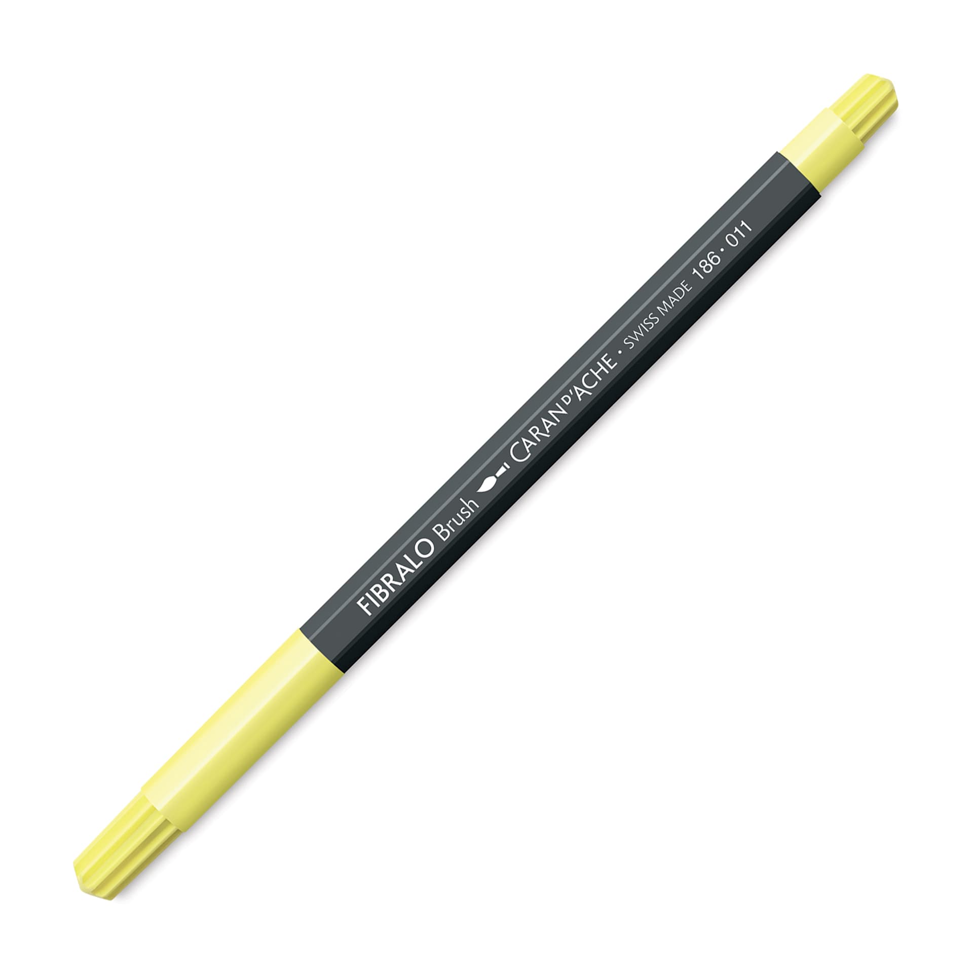 Caran d'Ache Fibralo Brush Marker - Pale Yellow with cap on