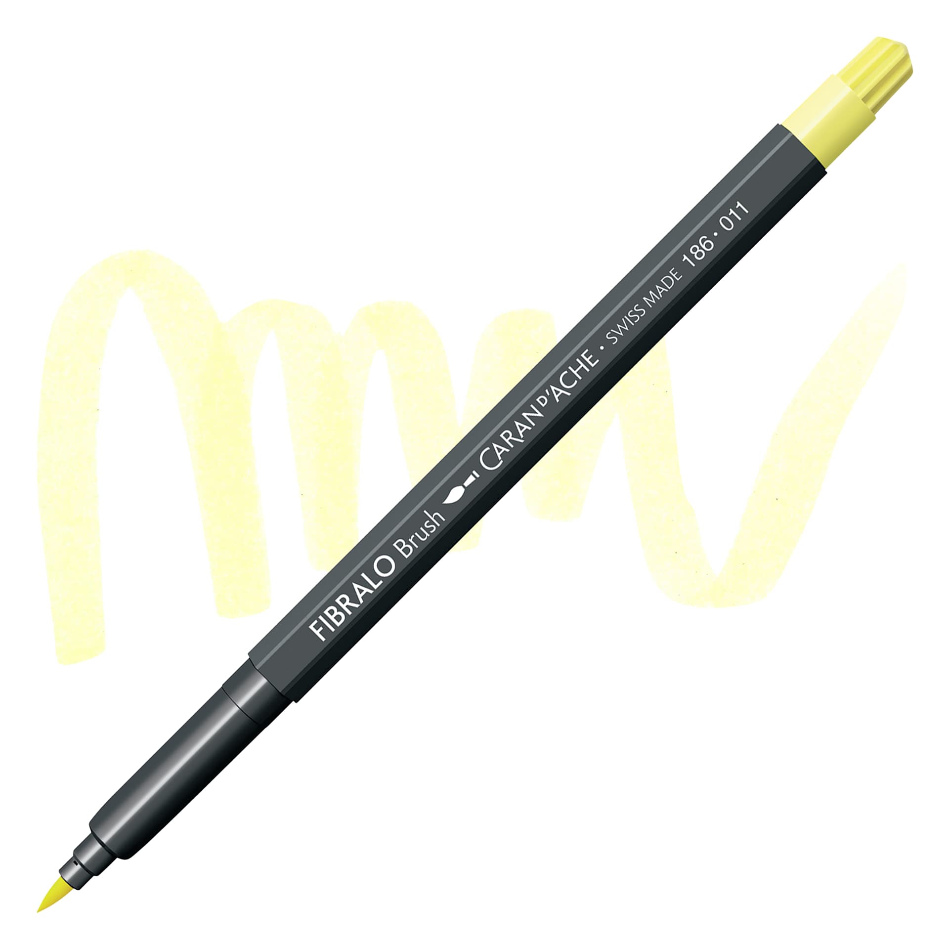 Caran d'Ache Fibralo Brush Marker - Pale Yellow marker and swatch