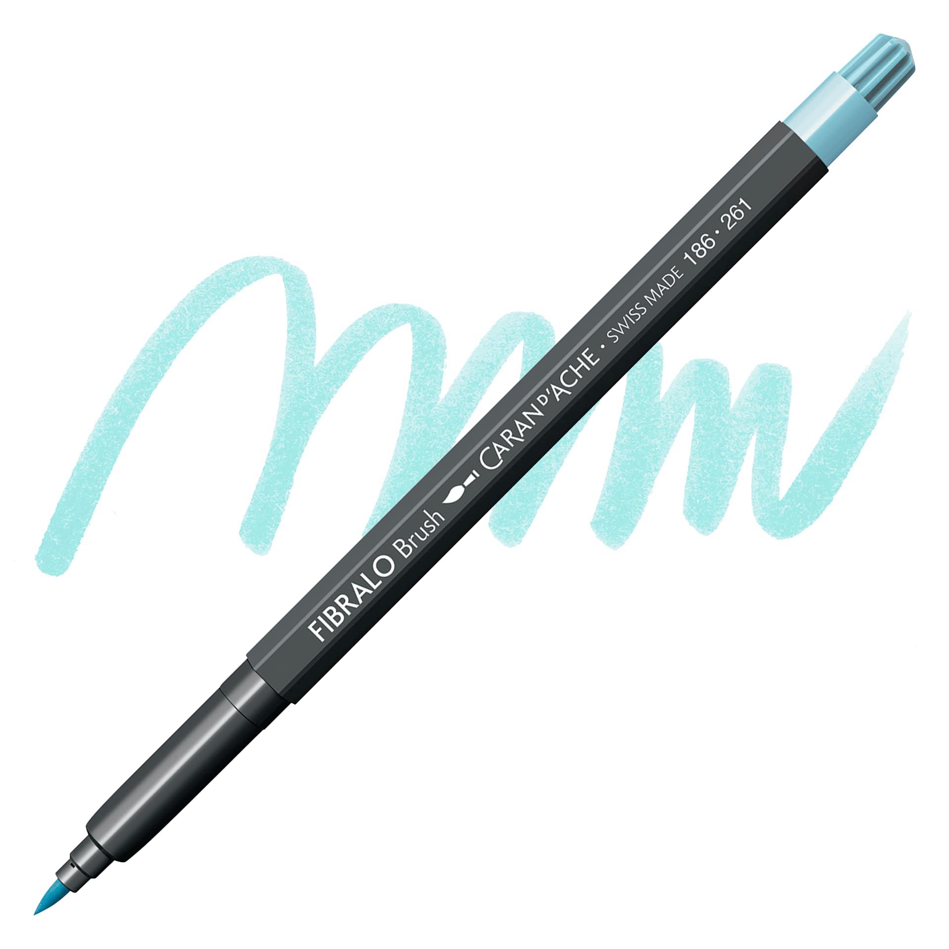 Caran d'Ache Fibralo Brush Marker - Sky Blue marker and swatch