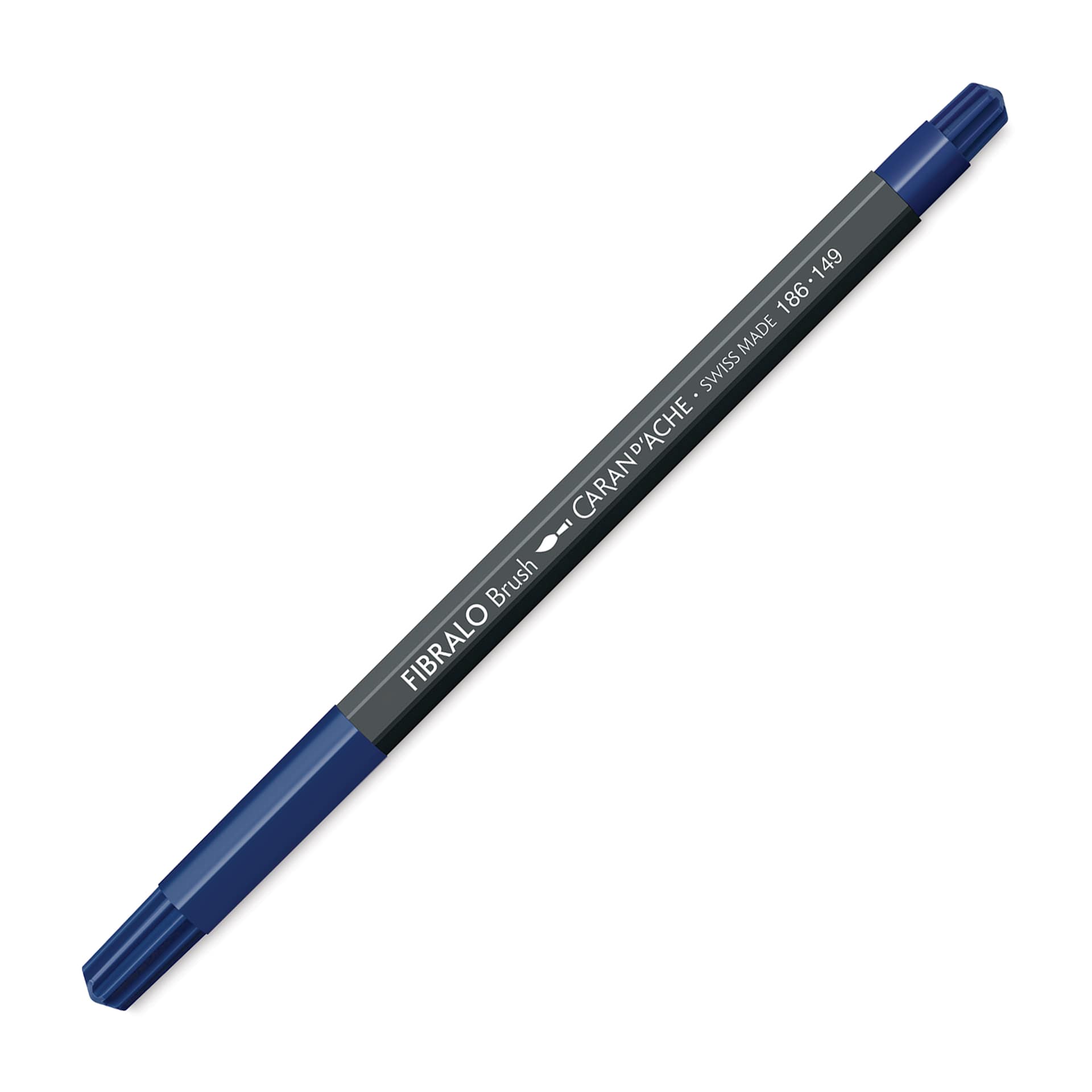 Caran d'Ache Fibralo Brush Marker - Night Blue with cap on